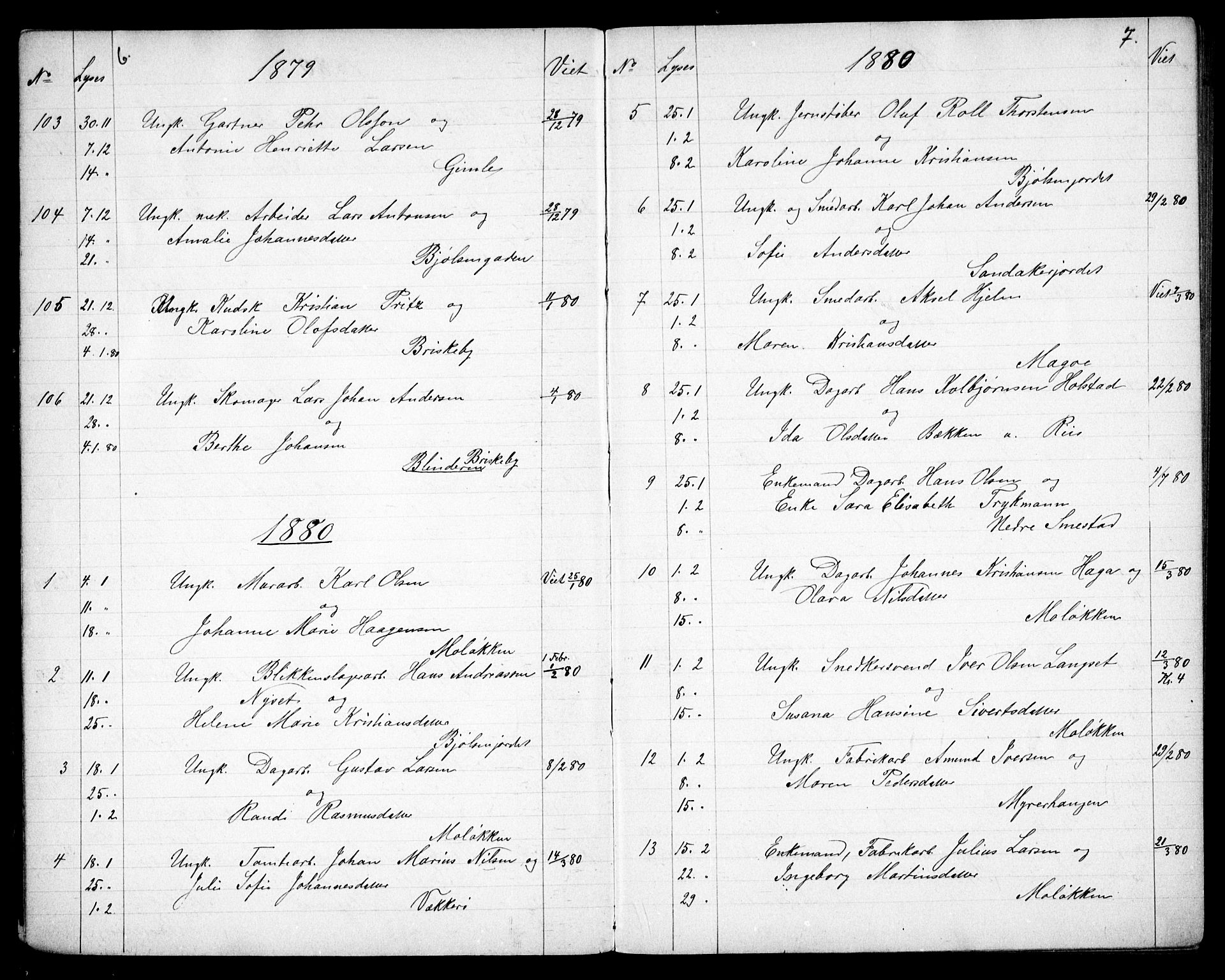 Vestre Aker prestekontor Kirkebøker, SAO/A-10025/G/Ga/L0005: Parish register (copy) no. I 5, 1879-1901, p. 6-7