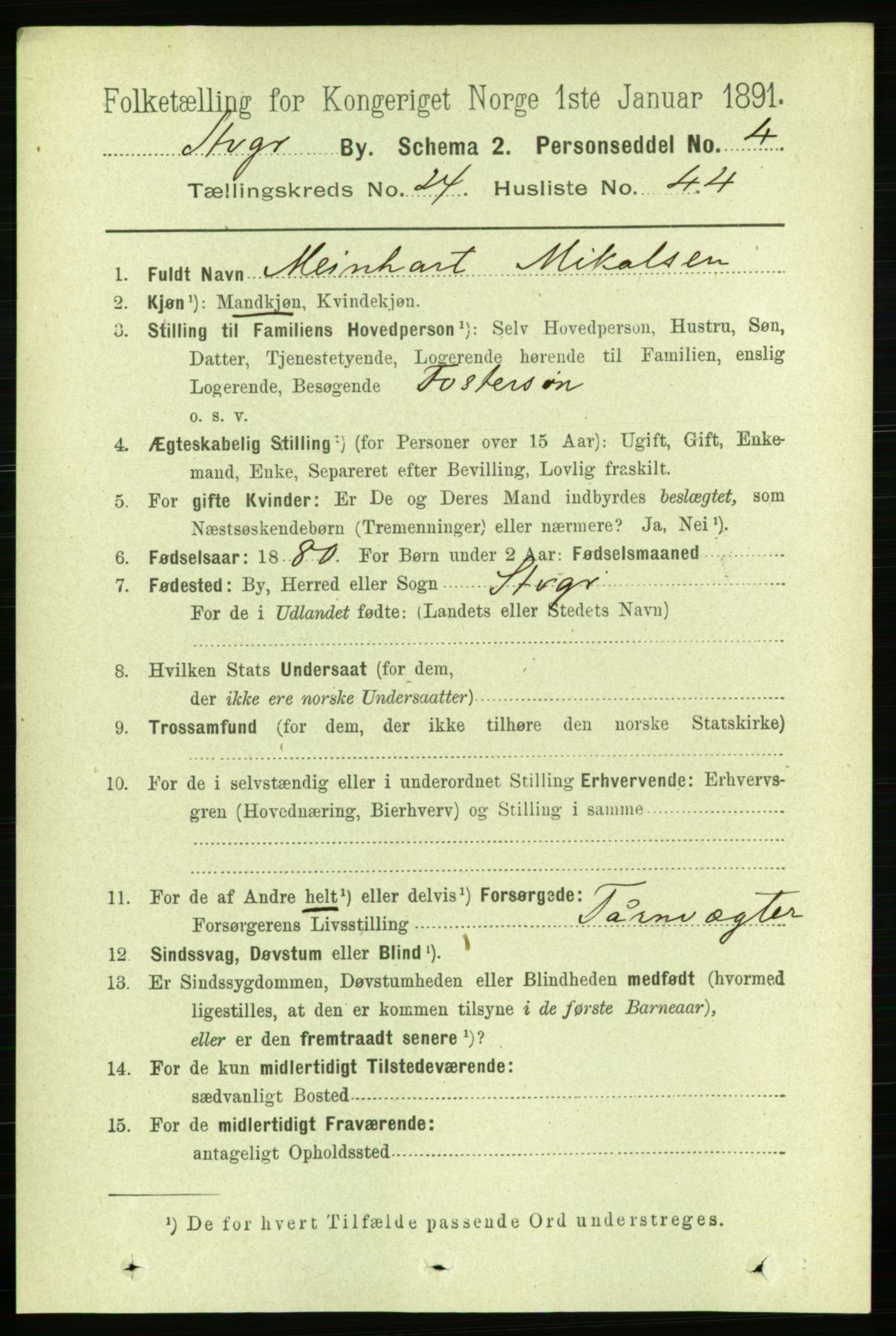 RA, 1891 census for 1103 Stavanger, 1891, p. 26787