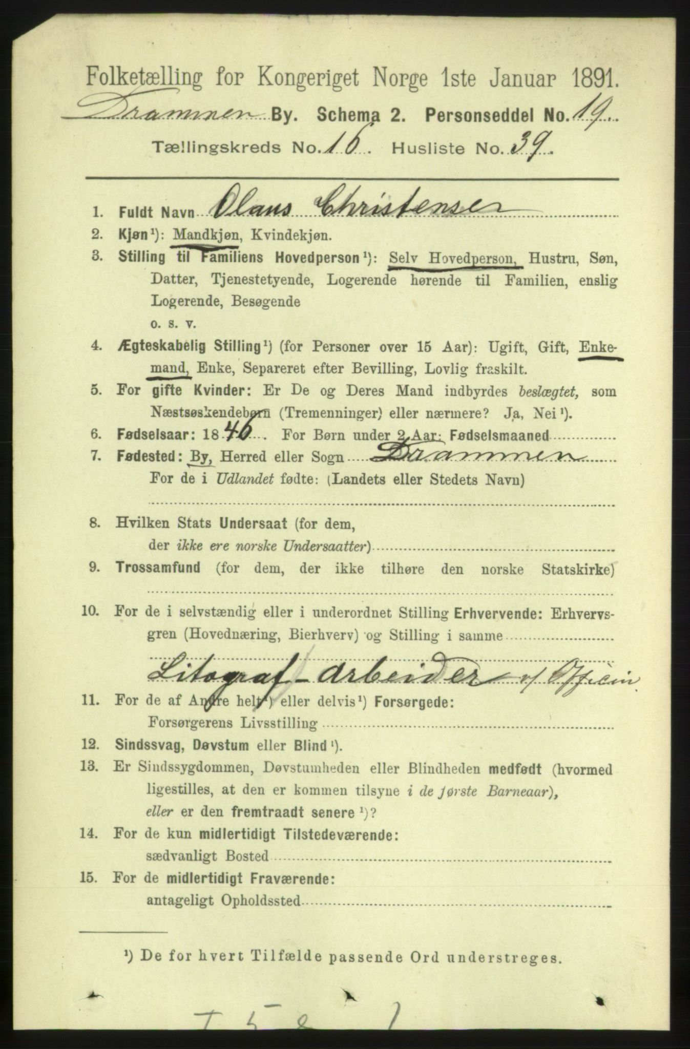 RA, 1891 census for 0602 Drammen, 1891, p. 11269