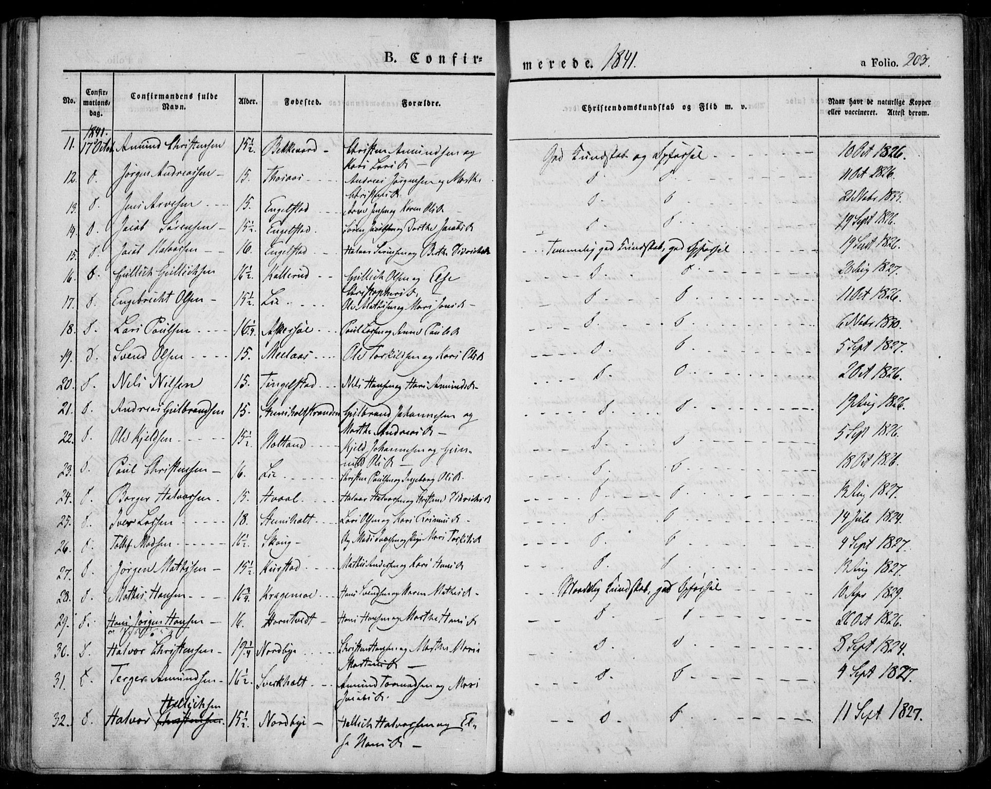 Lardal kirkebøker, SAKO/A-350/F/Fa/L0006: Parish register (official) no. I 6, 1835-1860, p. 203