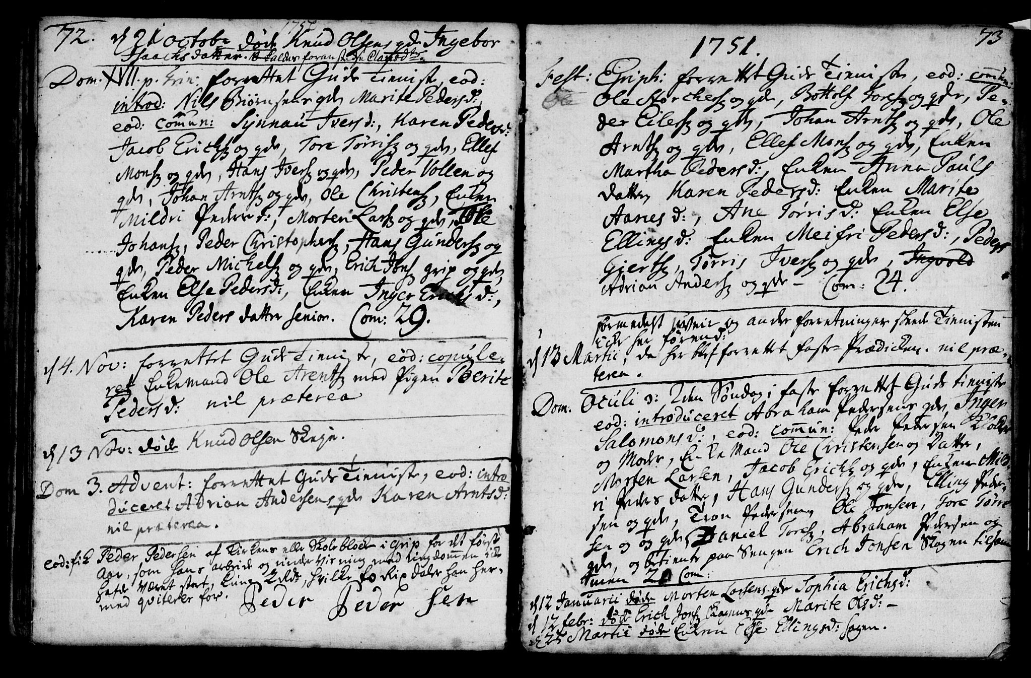 Ministerialprotokoller, klokkerbøker og fødselsregistre - Møre og Romsdal, AV/SAT-A-1454/574/L0875: Parish register (official) no. 574A01, 1733-1753, p. 72-73