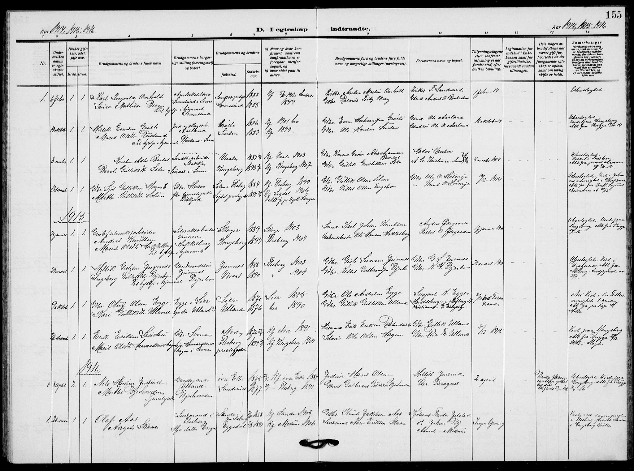 Flesberg kirkebøker, AV/SAKO-A-18/G/Ga/L0006: Parish register (copy) no. I 6, 1909-1924, p. 155