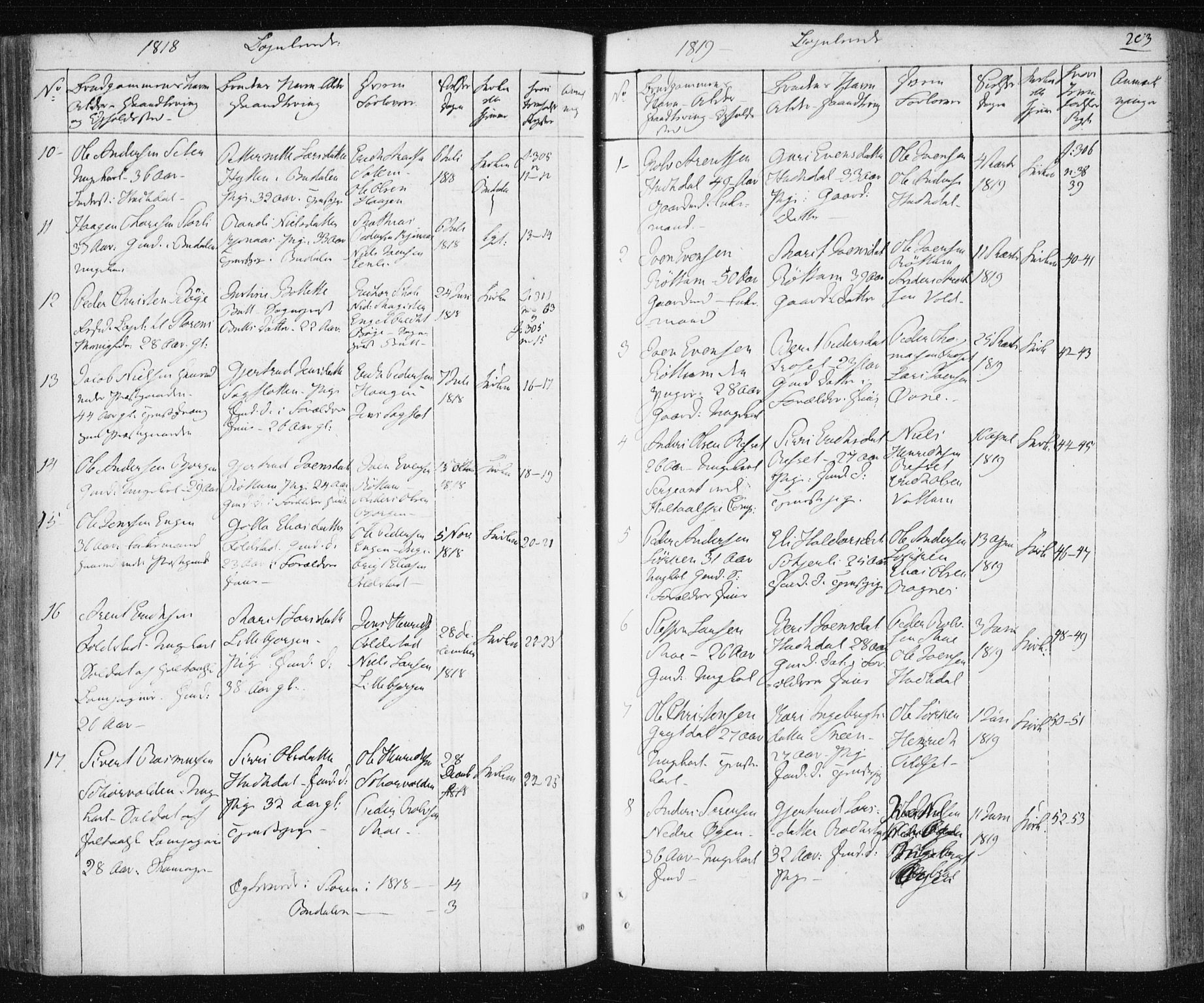 Ministerialprotokoller, klokkerbøker og fødselsregistre - Sør-Trøndelag, SAT/A-1456/687/L1017: Parish register (copy) no. 687C01, 1816-1837, p. 203