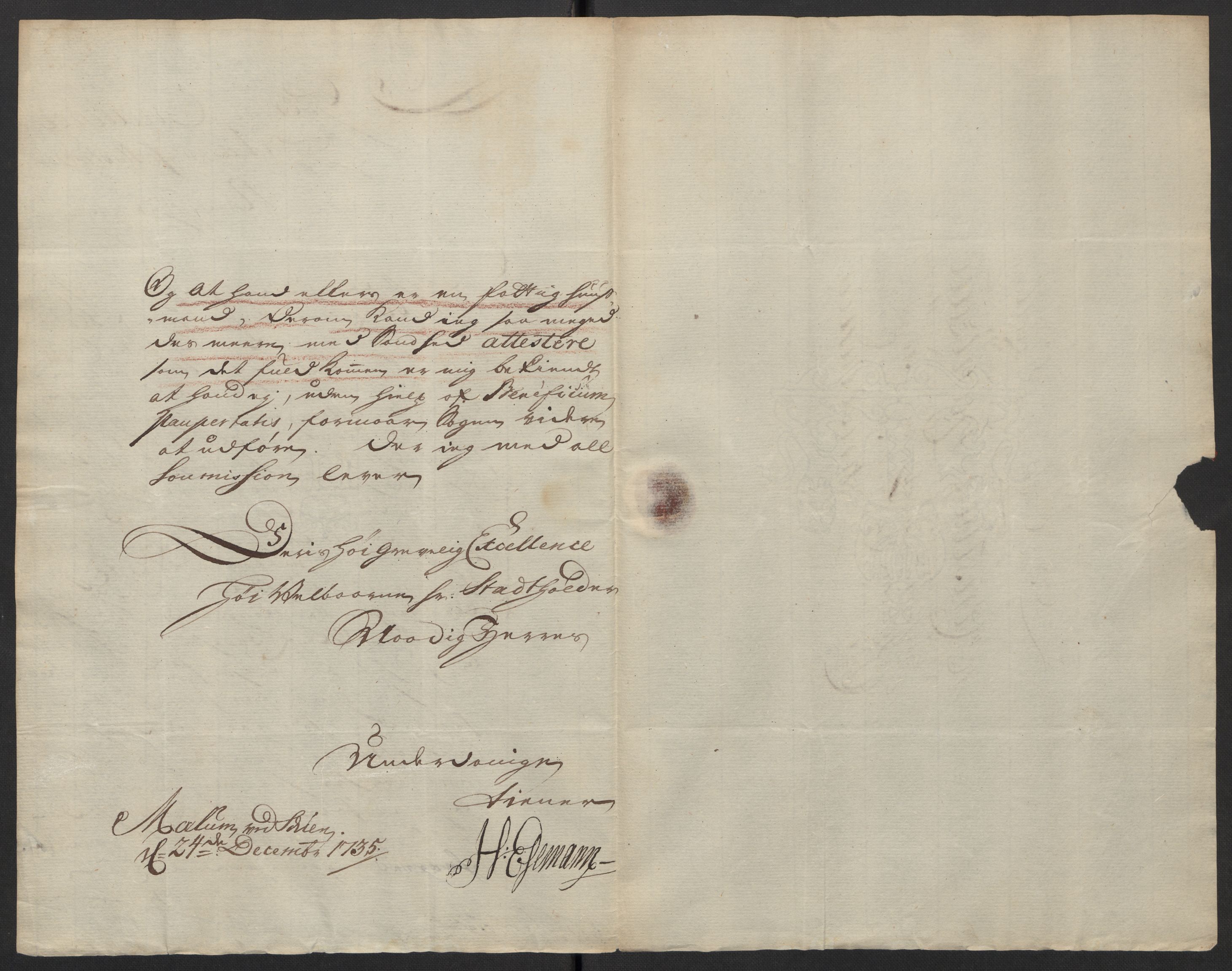 Stattholderembetet 1572-1771, AV/RA-EA-2870/Ef/L0108: Brev fra embetsmenn og andre, 1735-1736, p. 113