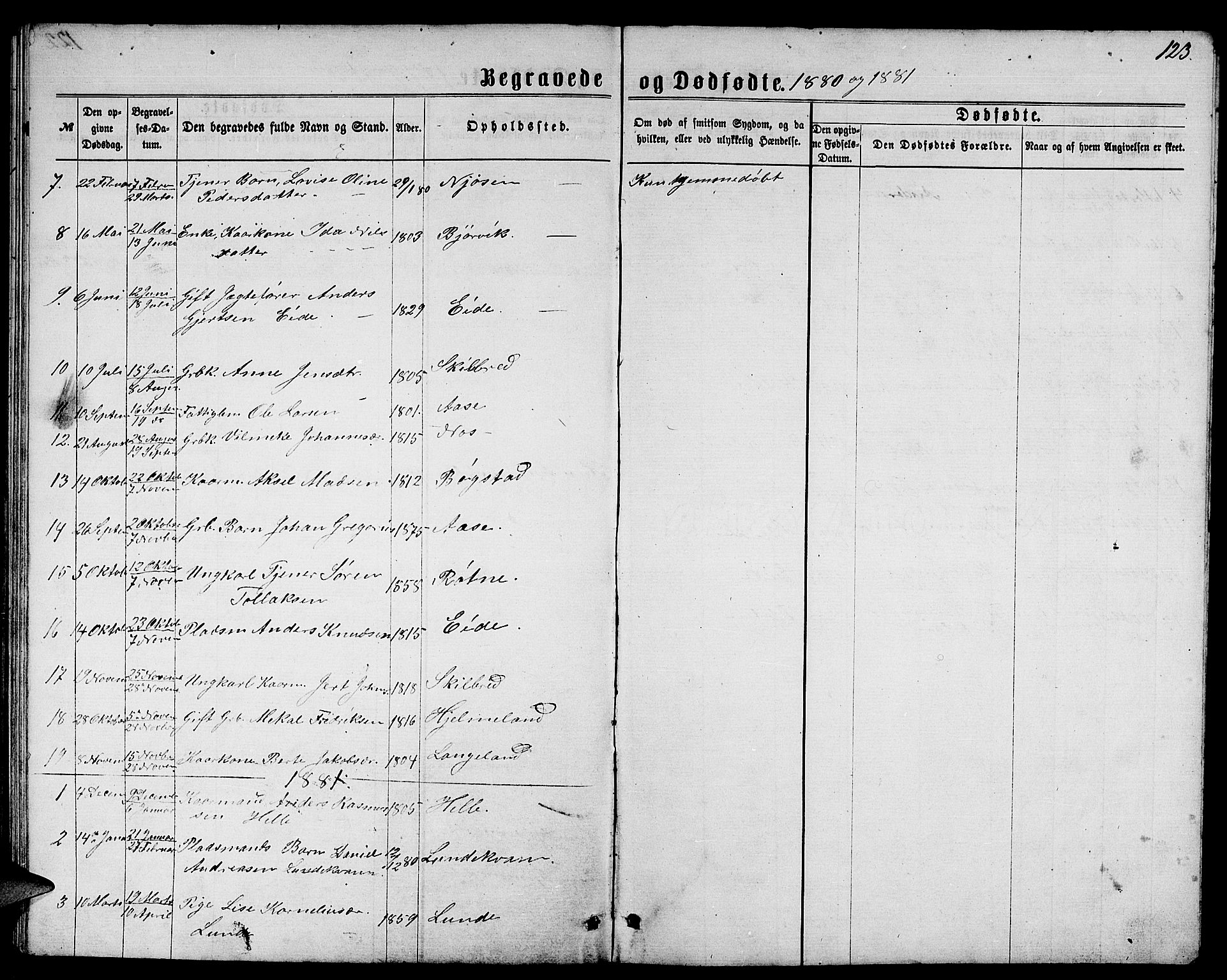 Gaular sokneprestembete, SAB/A-80001/H/Hab: Parish register (copy) no. B 2, 1863-1881, p. 123