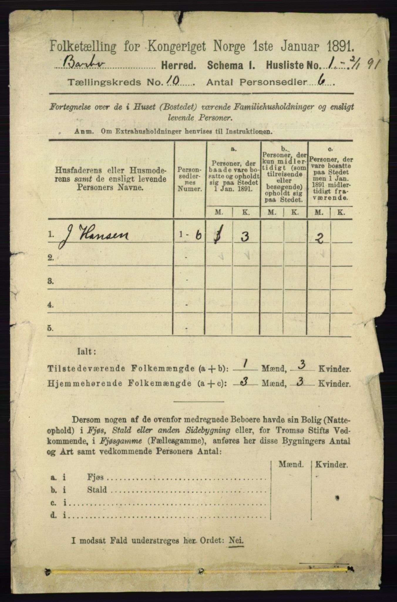 RA, 1891 census for 0990 Barbu, 1891, p. 7800