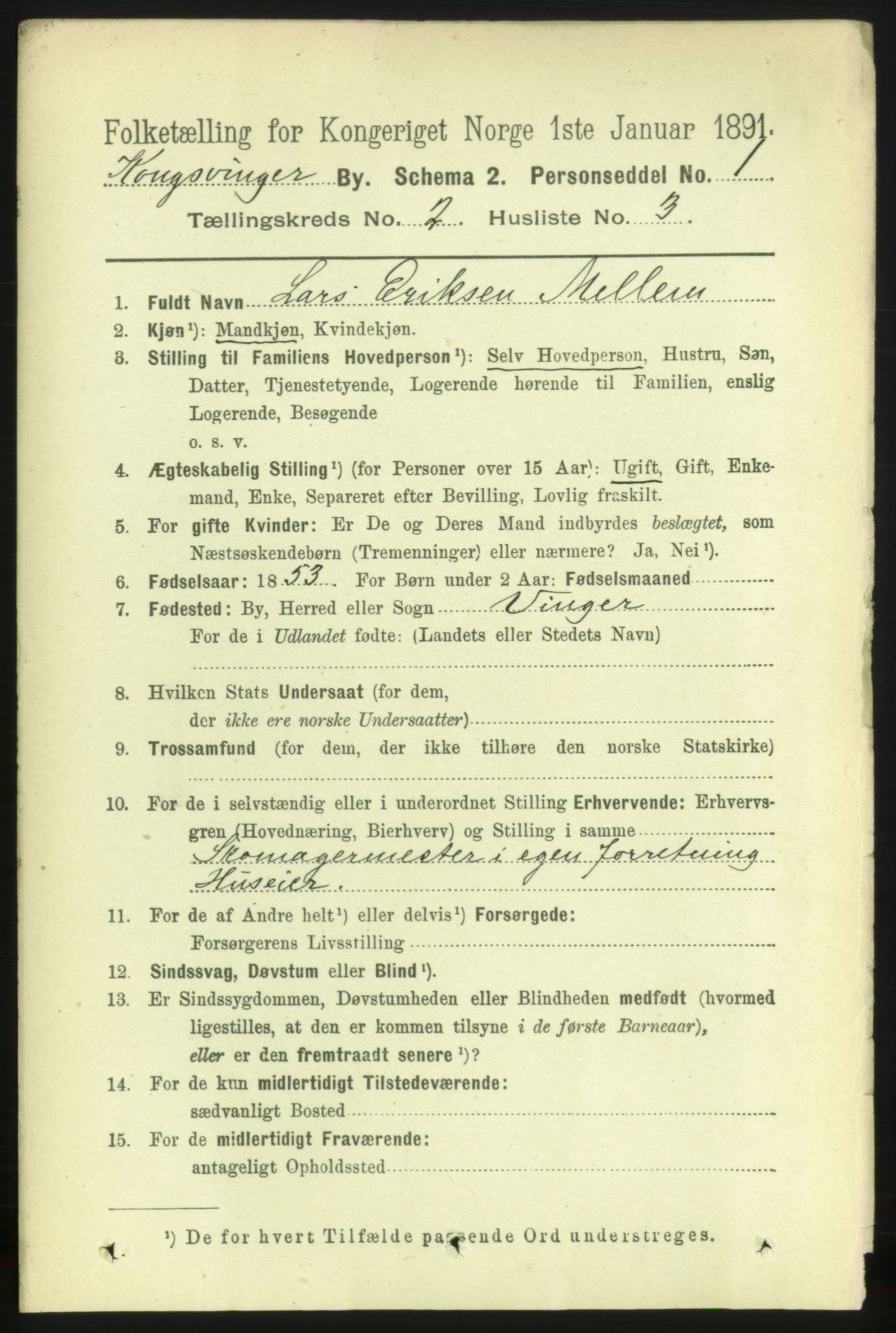 RA, 1891 census for 0402 Kongsvinger, 1891, p. 799