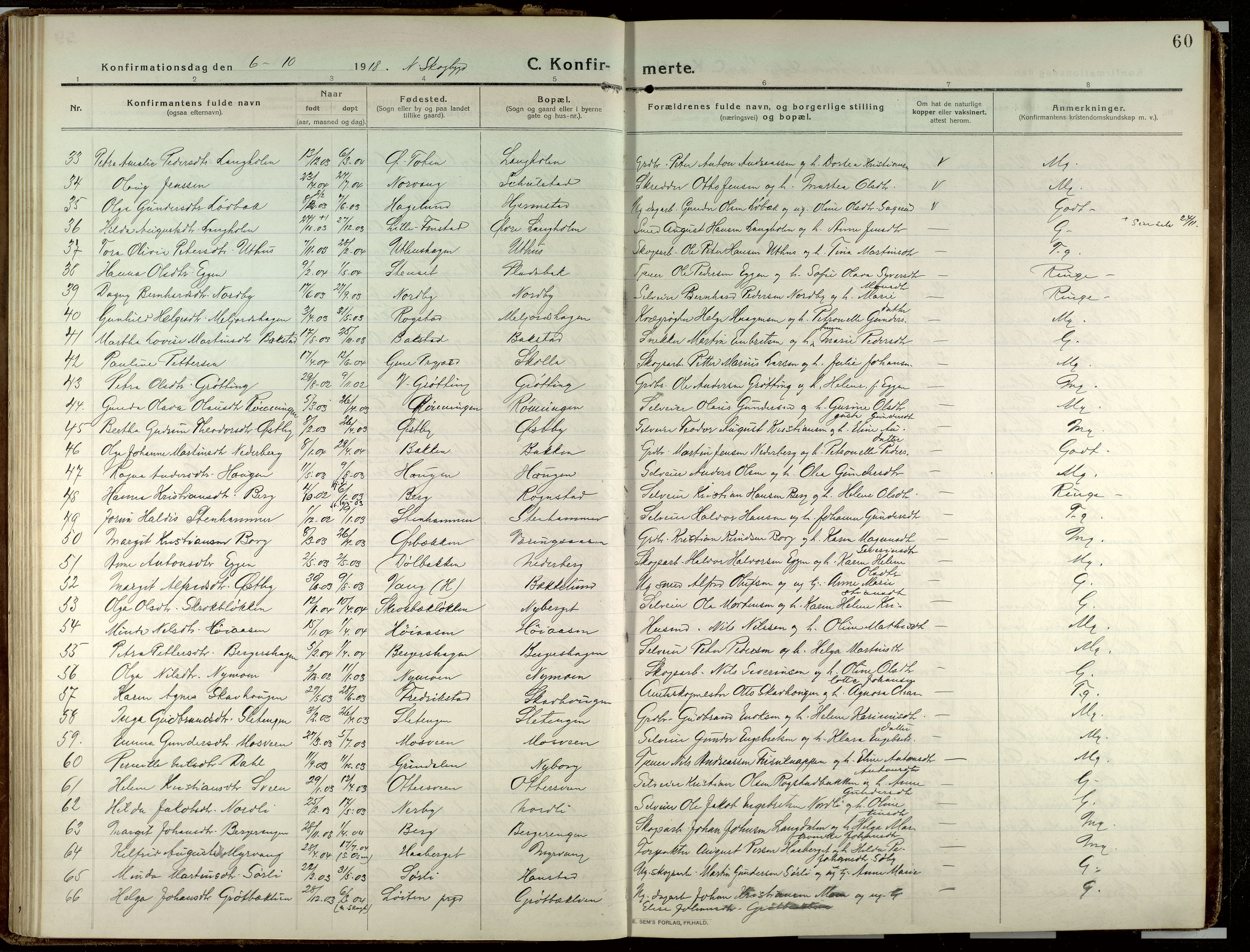 Elverum prestekontor, AV/SAH-PREST-044/H/Ha/Haa/L0023: Parish register (official) no. 23, 1914-1929, p. 60