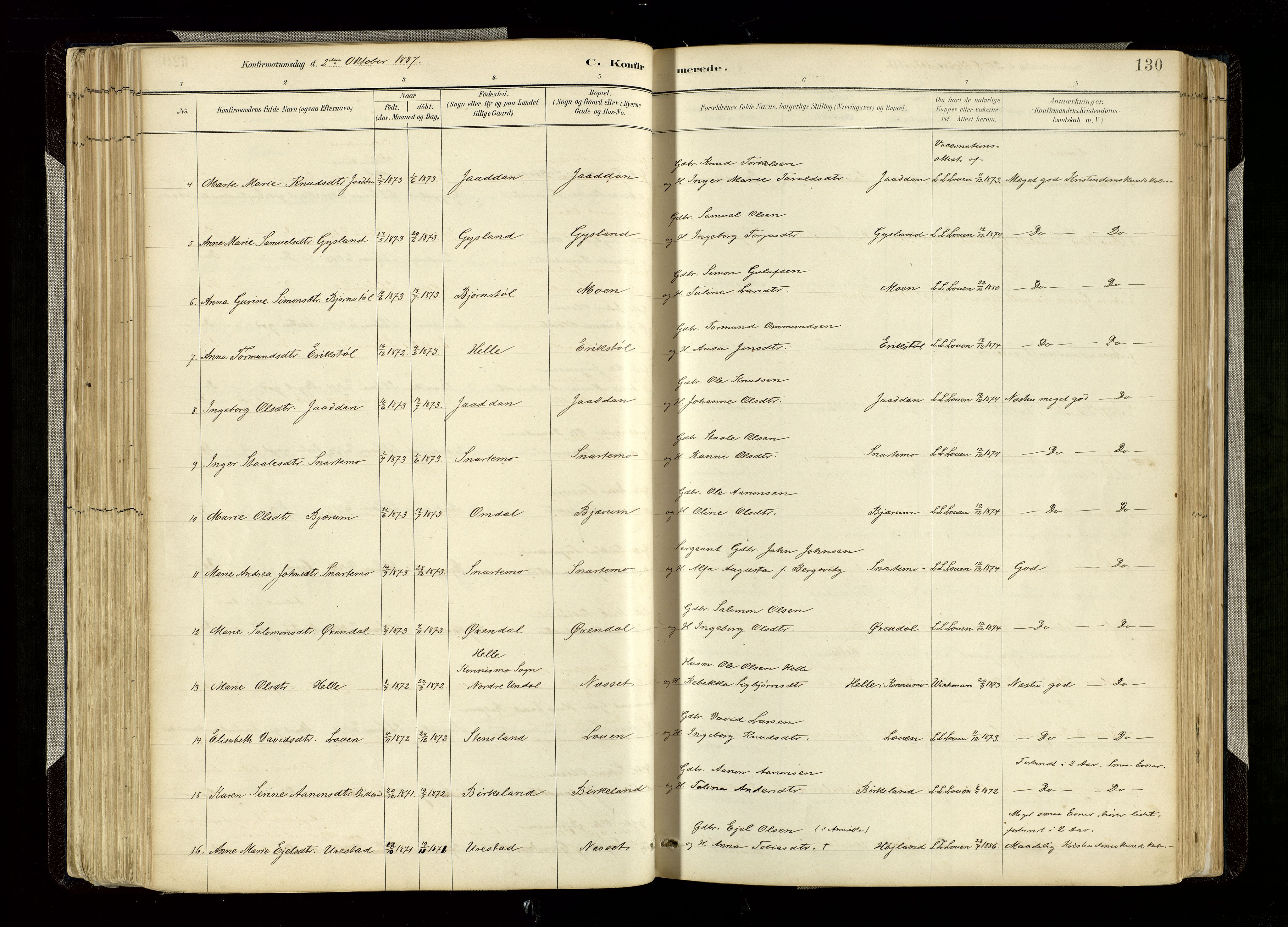 Hægebostad sokneprestkontor, AV/SAK-1111-0024/F/Fa/Faa/L0006: Parish register (official) no. A 6, 1887-1929, p. 130