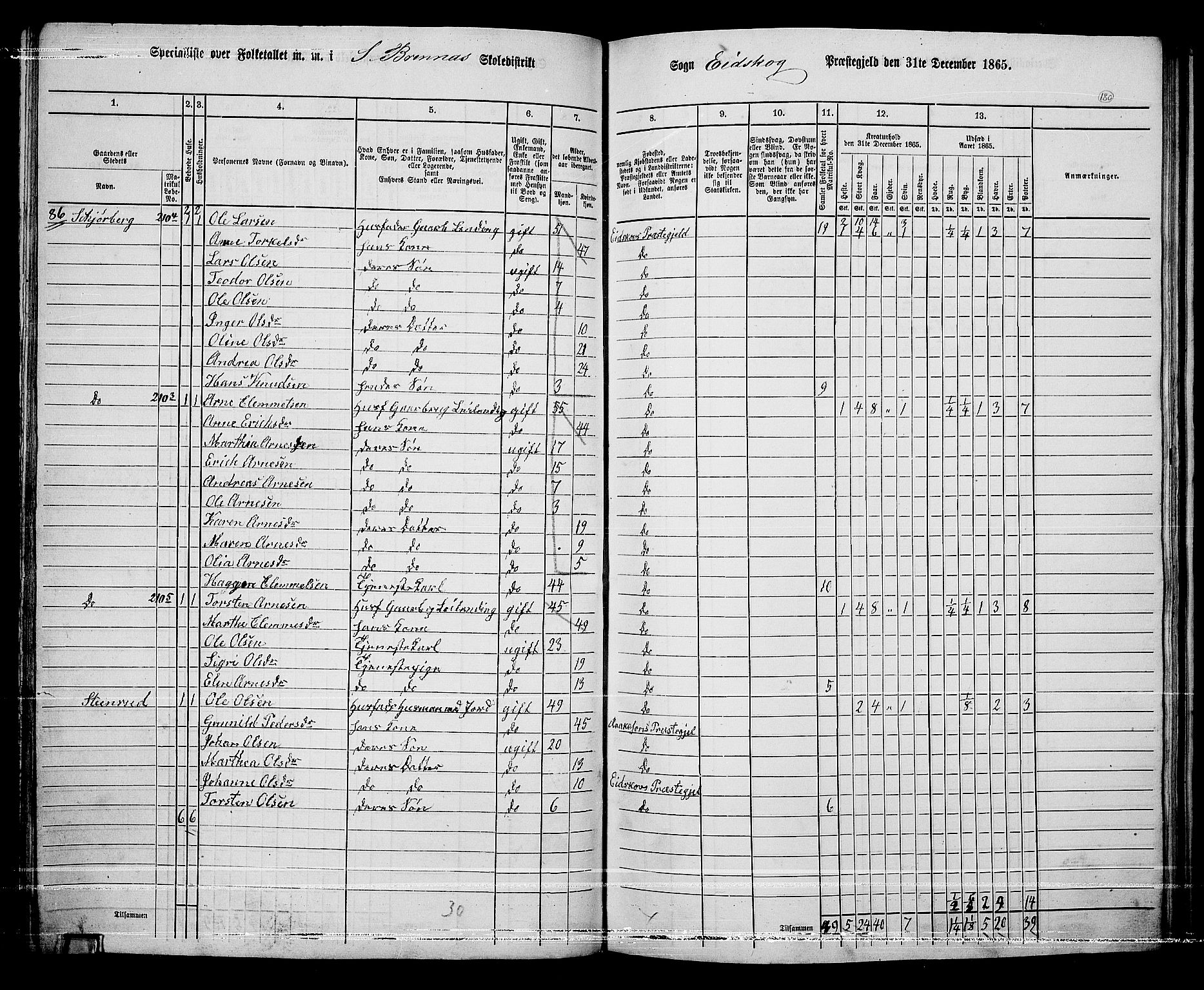 RA, 1865 census for Eidskog, 1865, p. 164