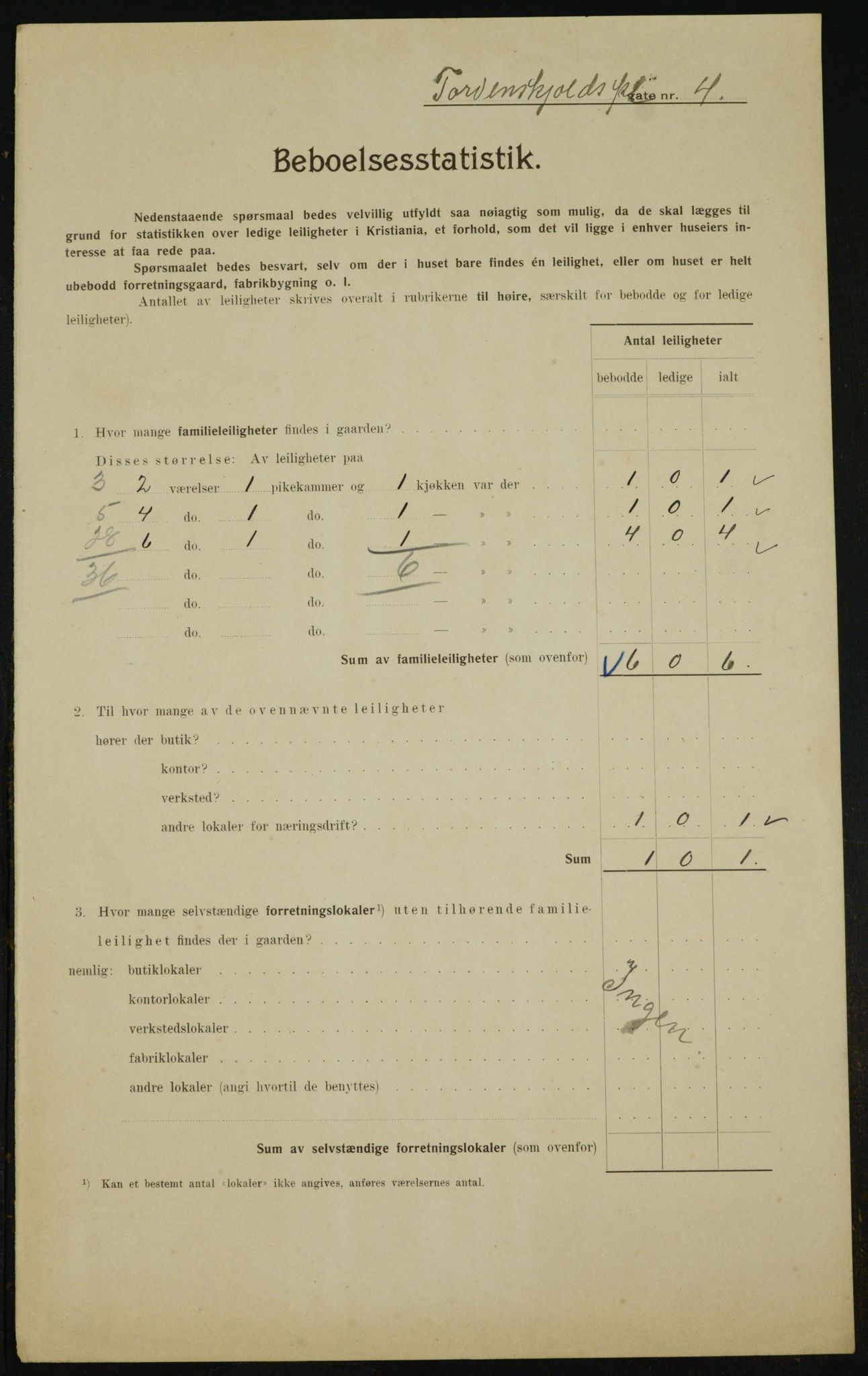 OBA, Municipal Census 1910 for Kristiania, 1910, p. 108084