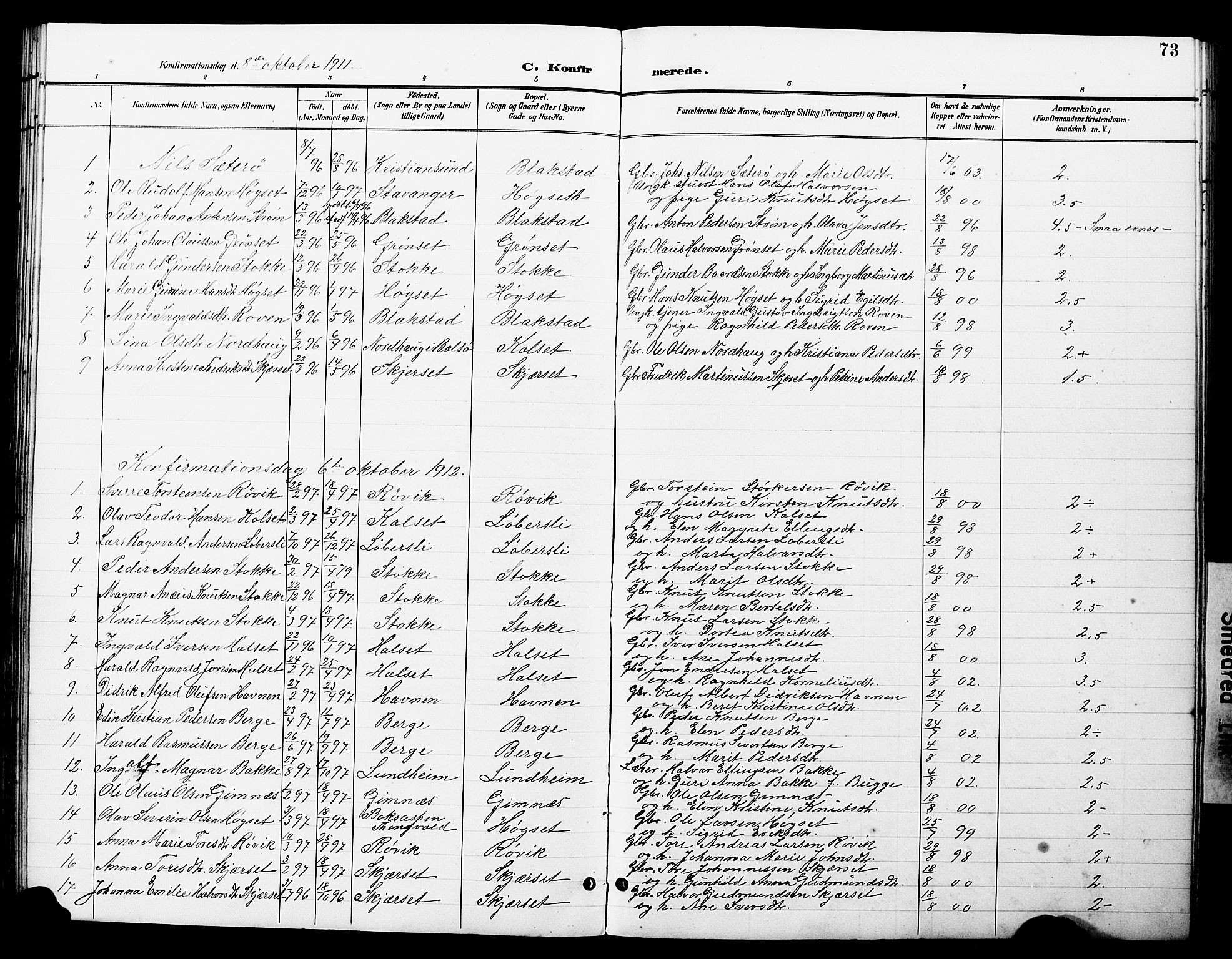 Ministerialprotokoller, klokkerbøker og fødselsregistre - Møre og Romsdal, SAT/A-1454/585/L0973: Parish register (copy) no. 585C01, 1893-1930, p. 73