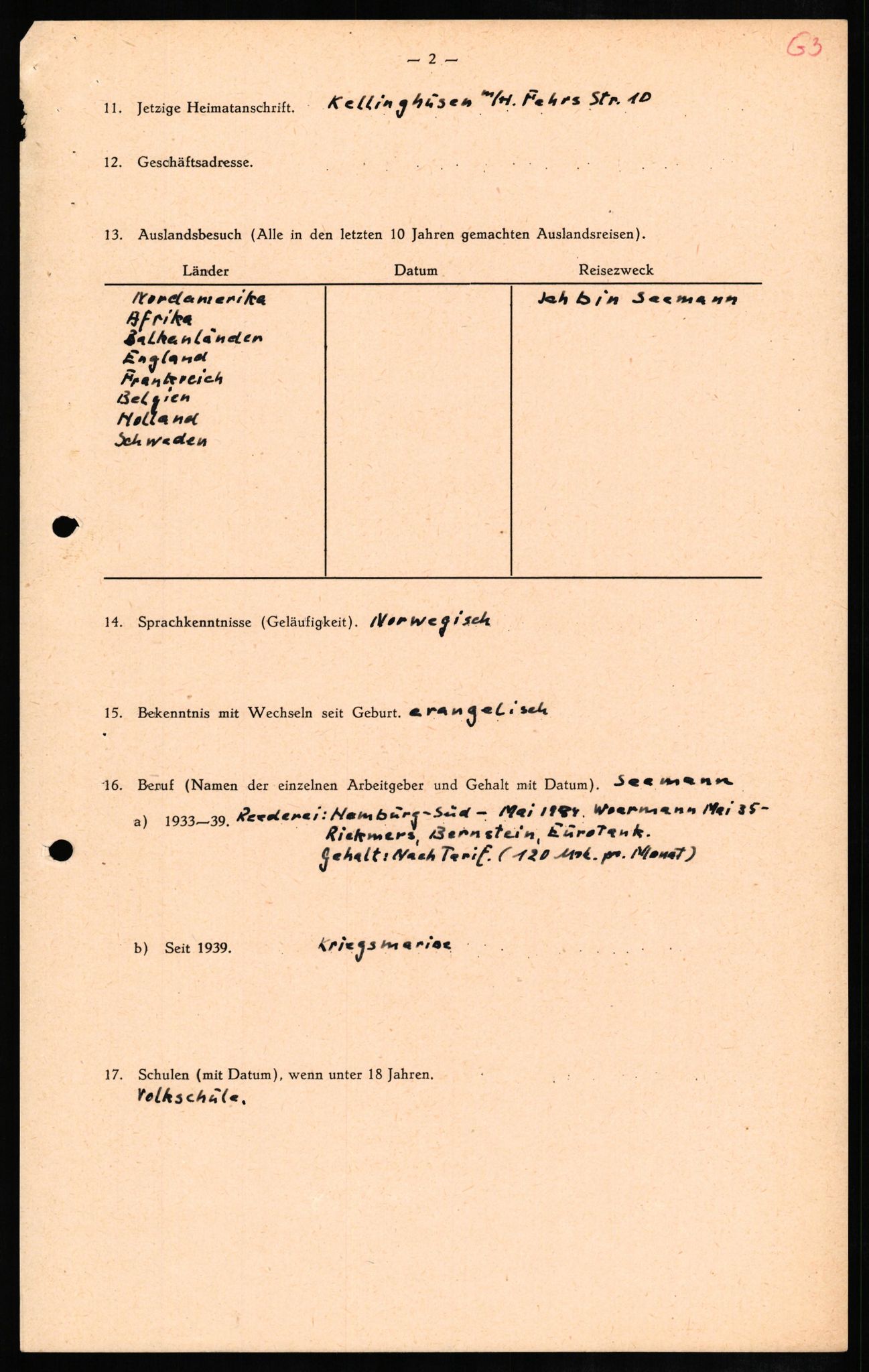 Forsvaret, Forsvarets overkommando II, AV/RA-RAFA-3915/D/Db/L0009: CI Questionaires. Tyske okkupasjonsstyrker i Norge. Tyskere., 1945-1946, p. 529