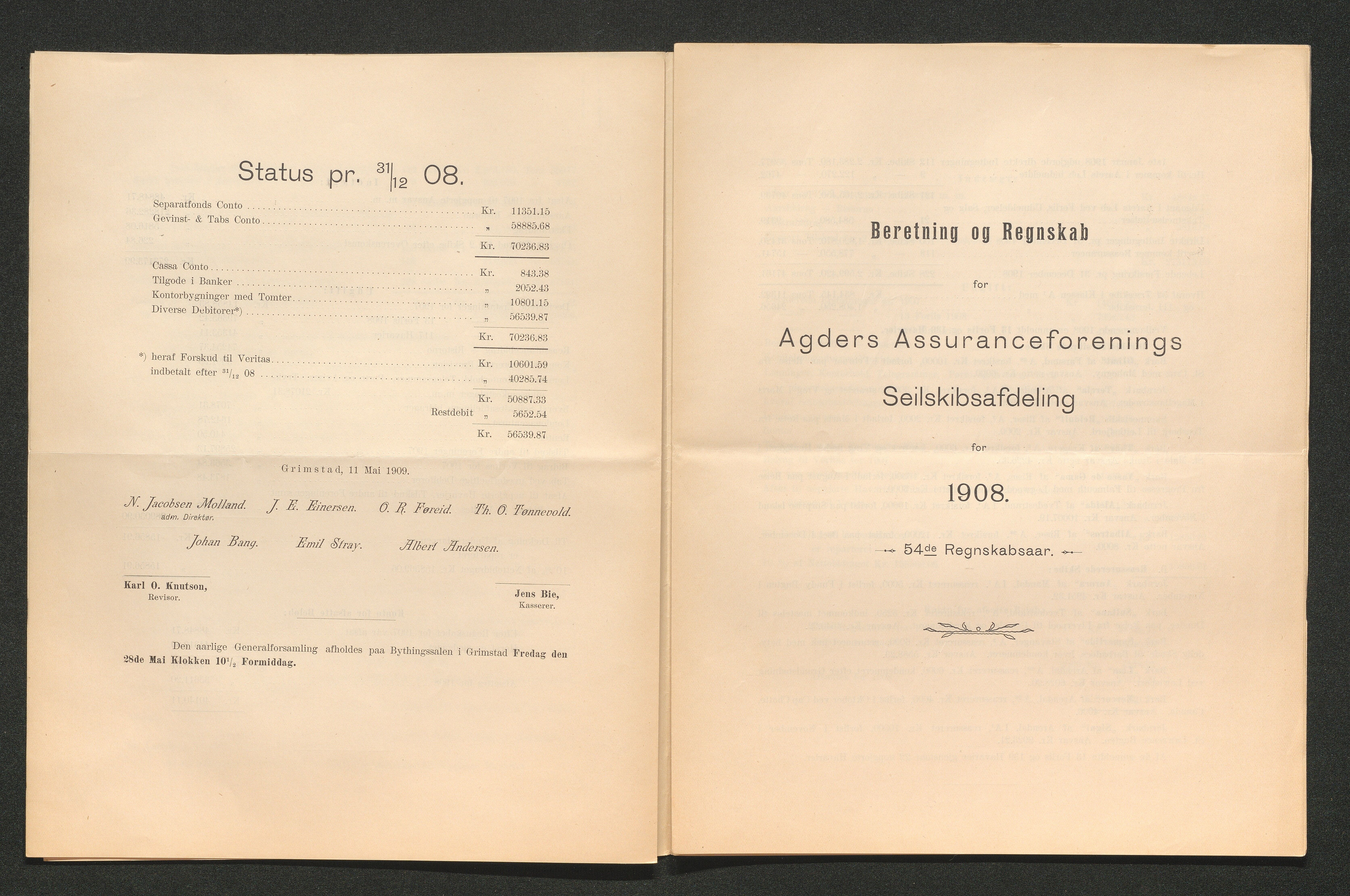 Agders Gjensidige Assuranceforening, AAKS/PA-1718/05/L0003: Regnskap, seilavdeling, pakkesak, 1890-1912