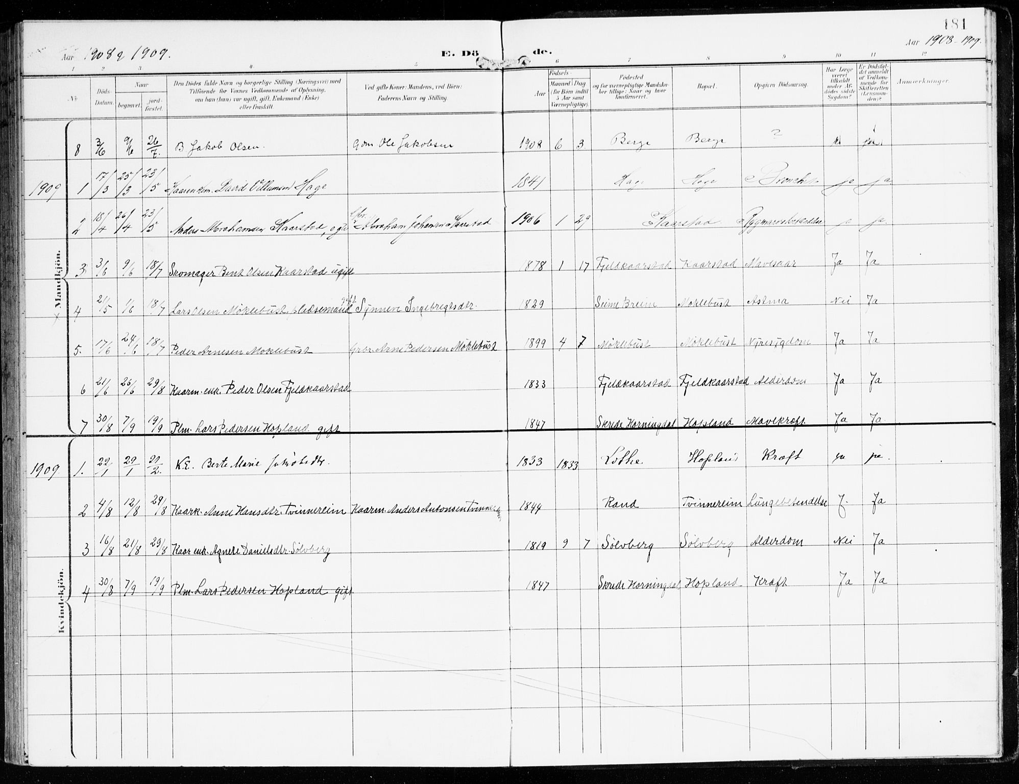 Innvik sokneprestembete, AV/SAB-A-80501: Parish register (official) no. D 2, 1900-1921, p. 181