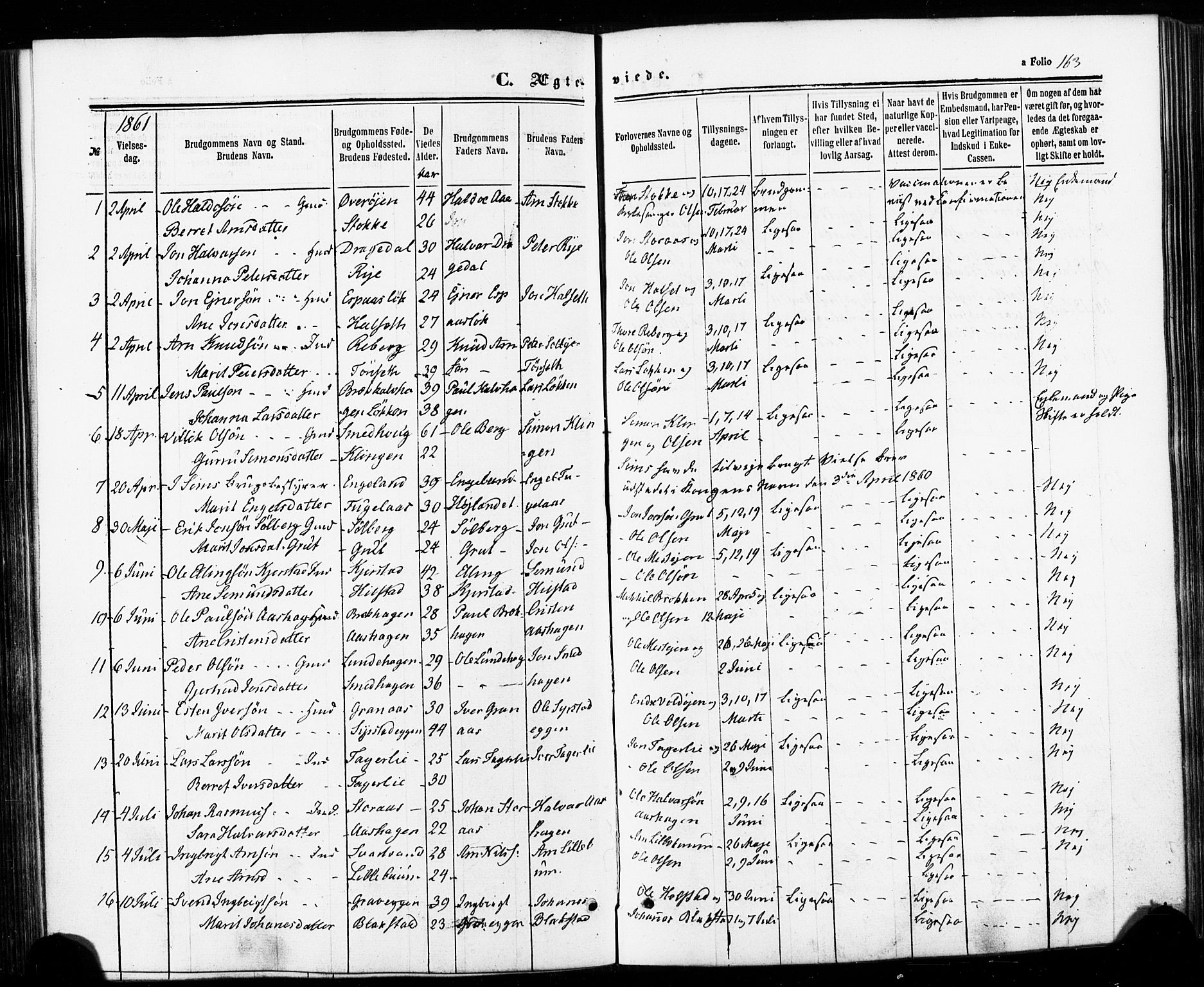Ministerialprotokoller, klokkerbøker og fødselsregistre - Sør-Trøndelag, SAT/A-1456/672/L0856: Parish register (official) no. 672A08, 1861-1881, p. 163