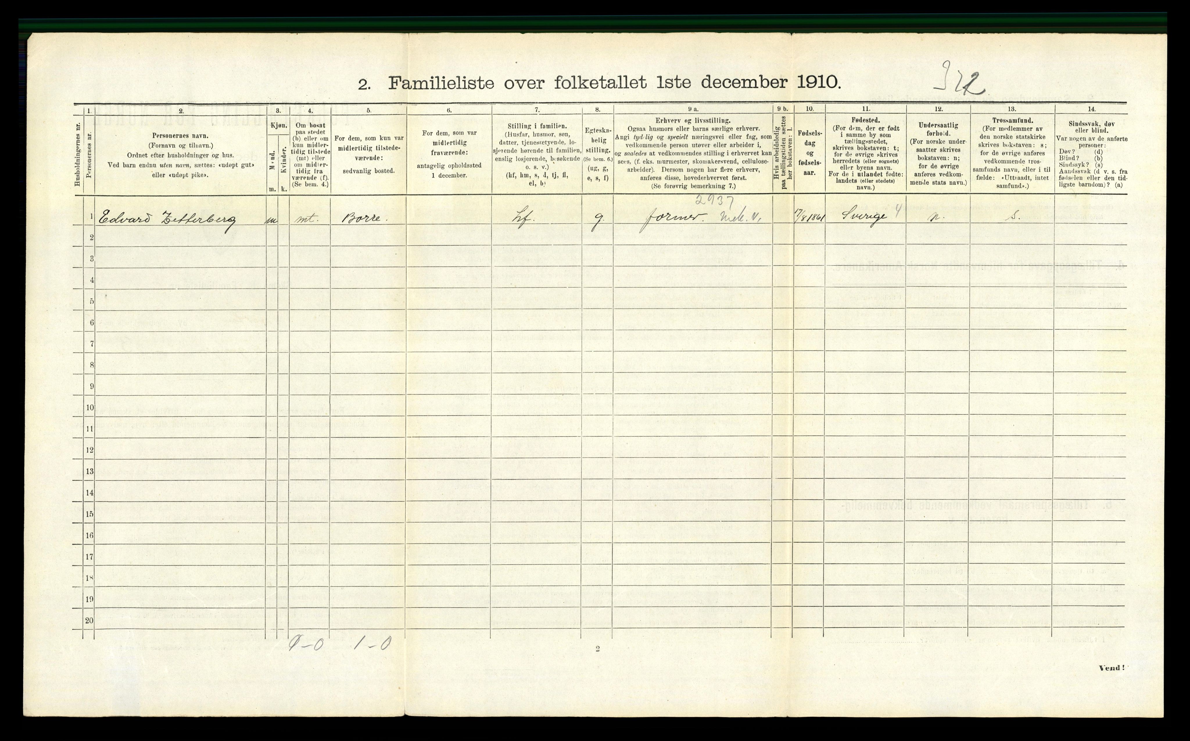 RA, 1910 census for Horten, 1910, p. 1989