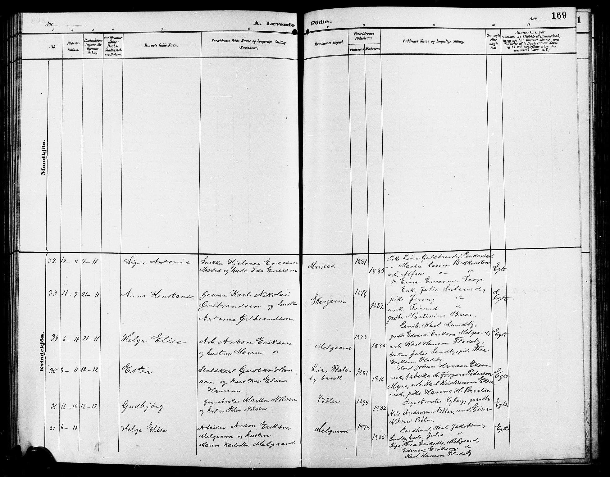 Enebakk prestekontor Kirkebøker, SAO/A-10171c/G/Ga/L0006: Parish register (copy) no. I 6, 1889-1911, p. 169