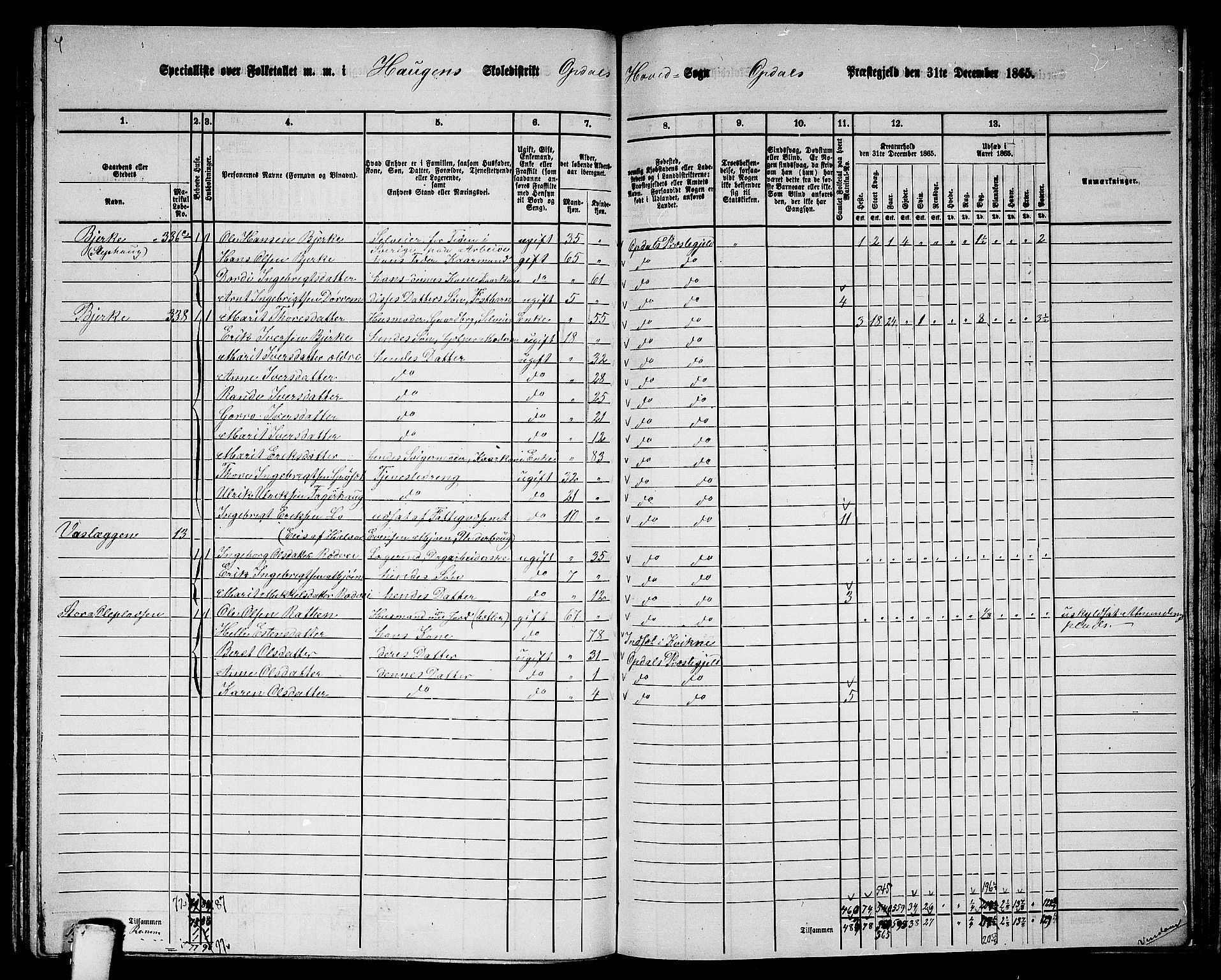 RA, 1865 census for Oppdal, 1865, p. 166