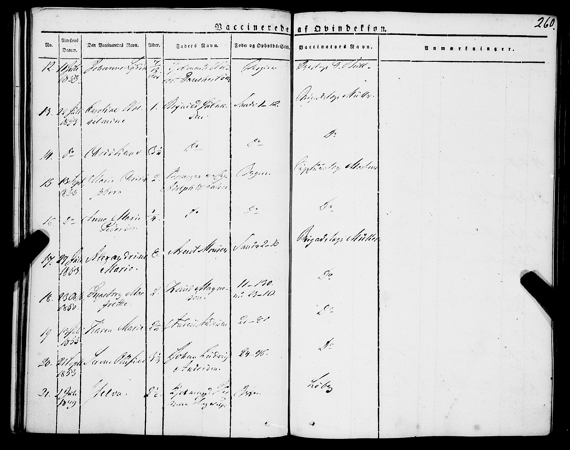 Korskirken sokneprestembete, SAB/A-76101/H/Haa/L0050: Parish register (official) no. F 1, 1821-1869, p. 260