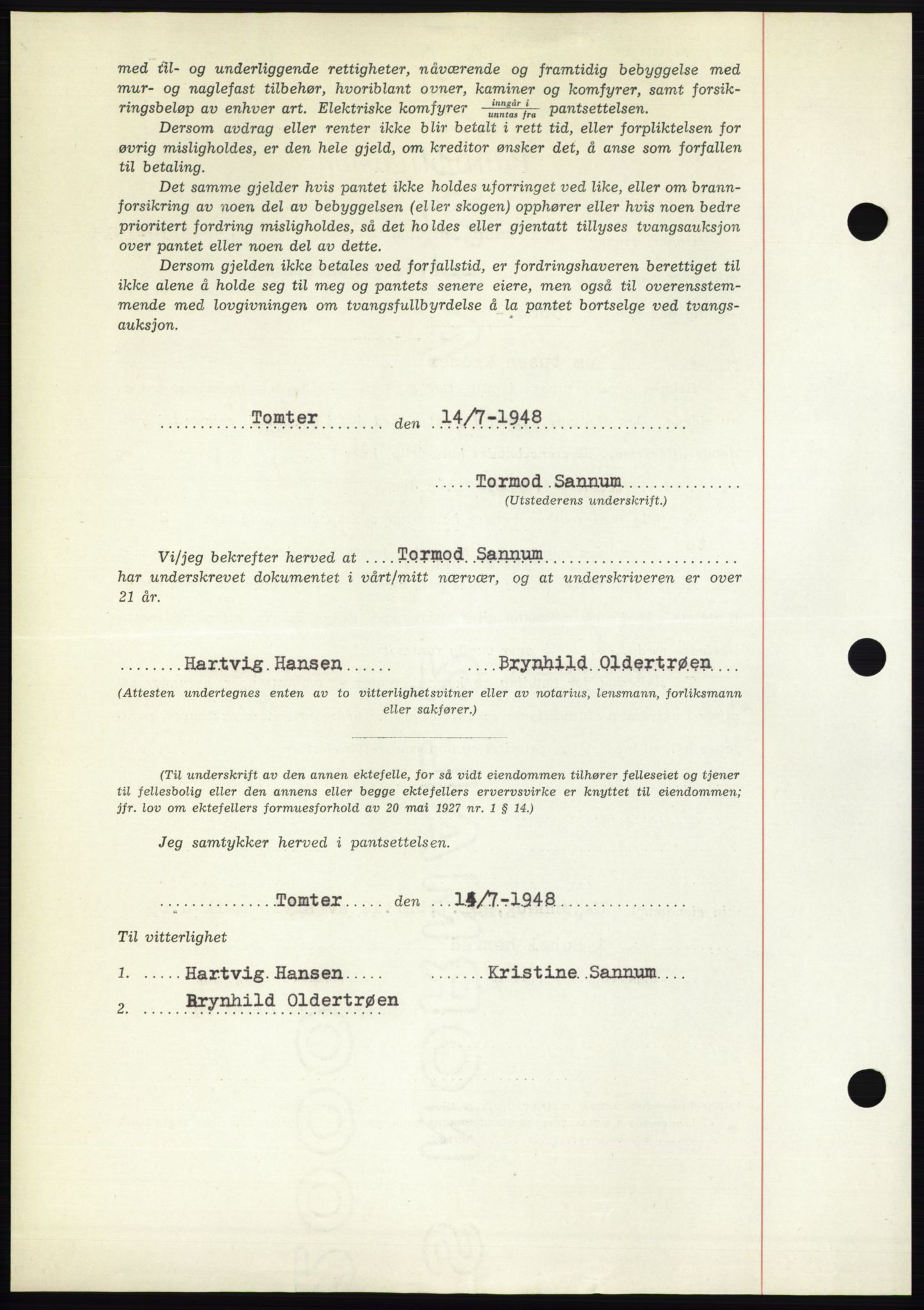 Moss sorenskriveri, AV/SAO-A-10168: Mortgage book no. B20, 1948-1948, Diary no: : 1912/1948