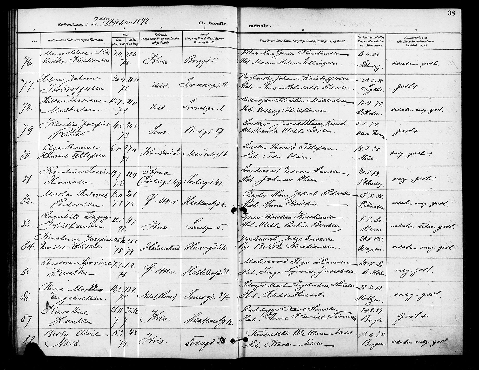 Grønland prestekontor Kirkebøker, AV/SAO-A-10848/F/Fa/L0011: Parish register (official) no. 11, 1892-1907, p. 38