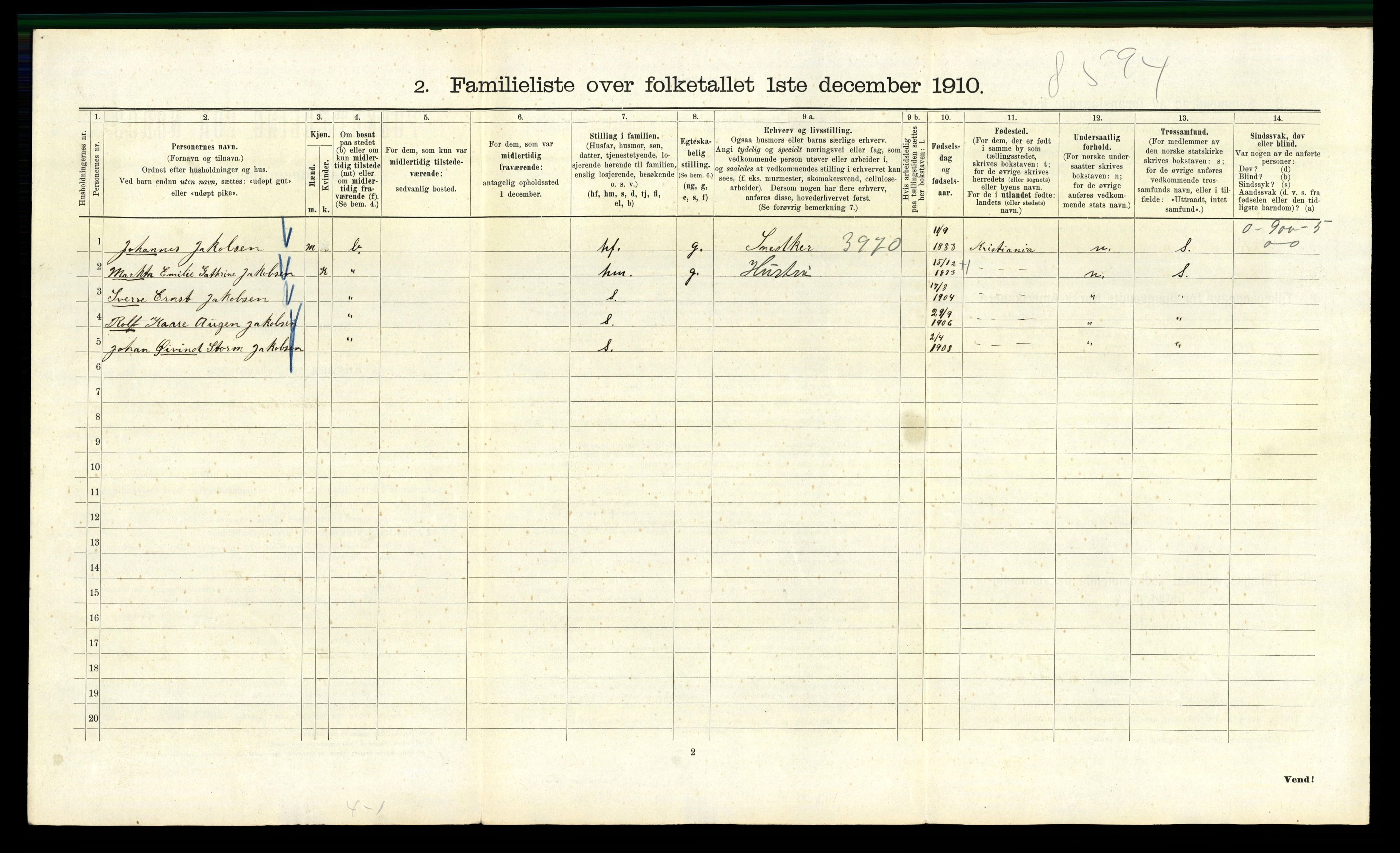 RA, 1910 census for Kristiania, 1910, p. 67404