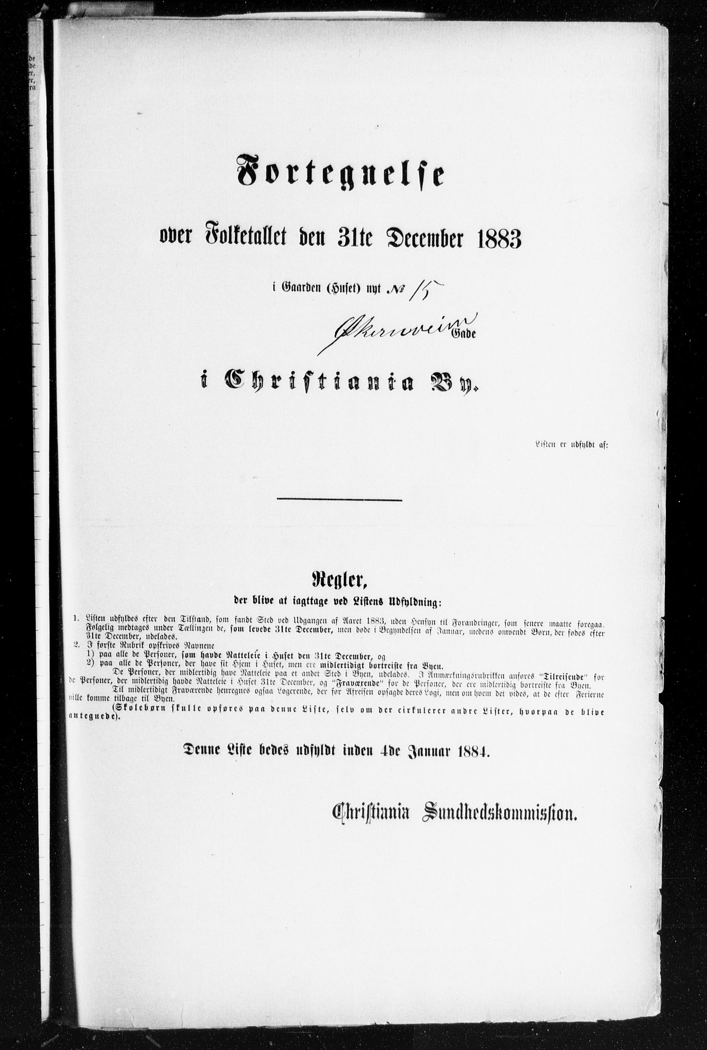 OBA, Municipal Census 1883 for Kristiania, 1883, p. 5484