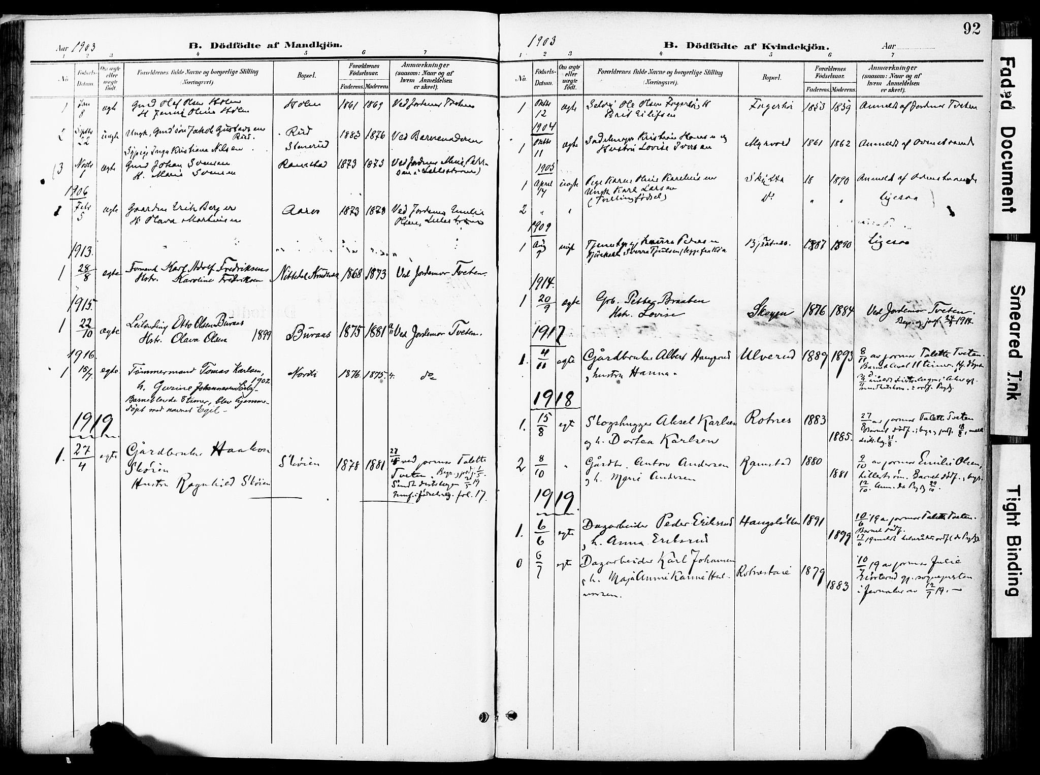 Nittedal prestekontor Kirkebøker, AV/SAO-A-10365a/F/Fa/L0008: Parish register (official) no. I 8, 1902-1926, p. 92