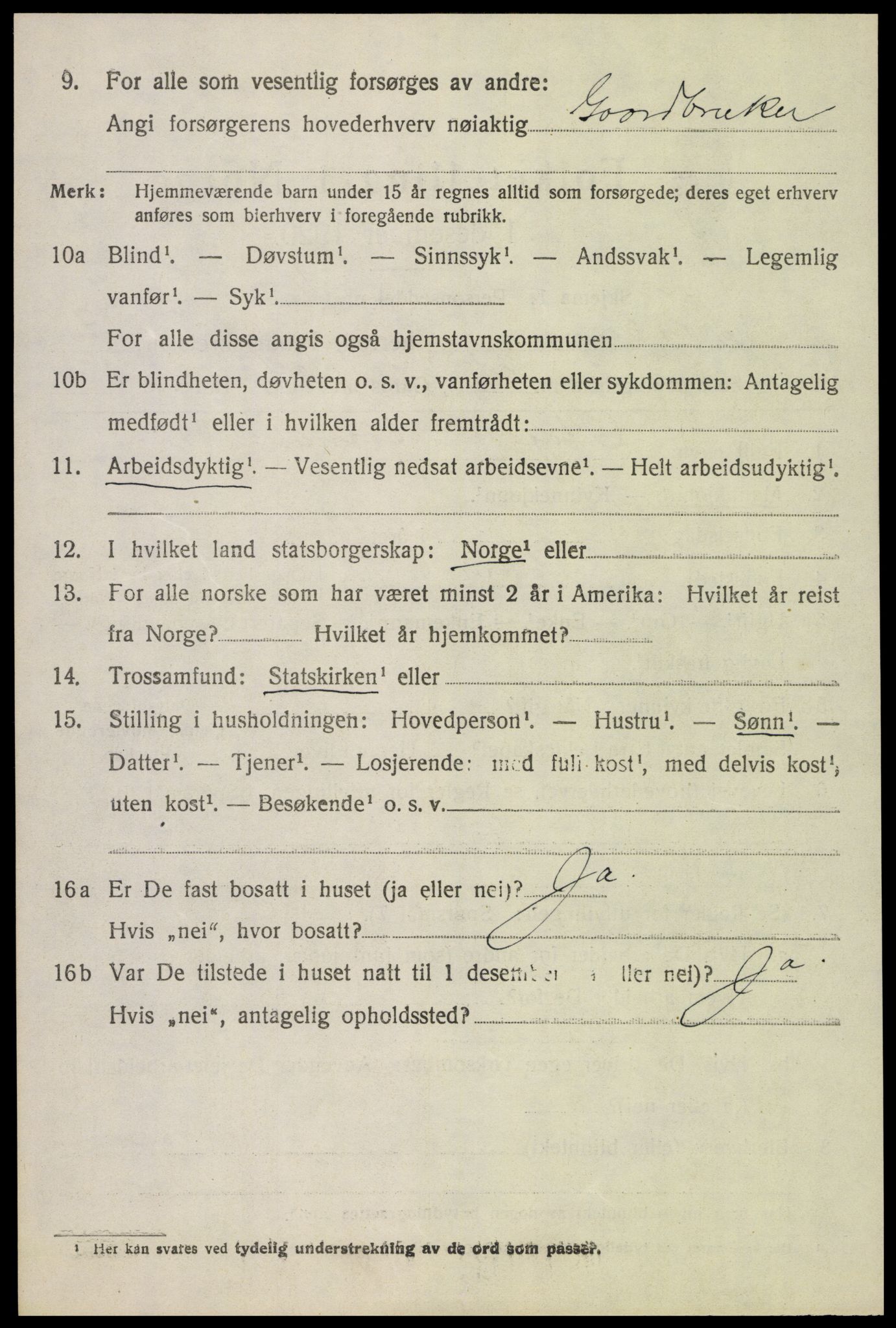 SAH, 1920 census for Fåberg, 1920, p. 15005