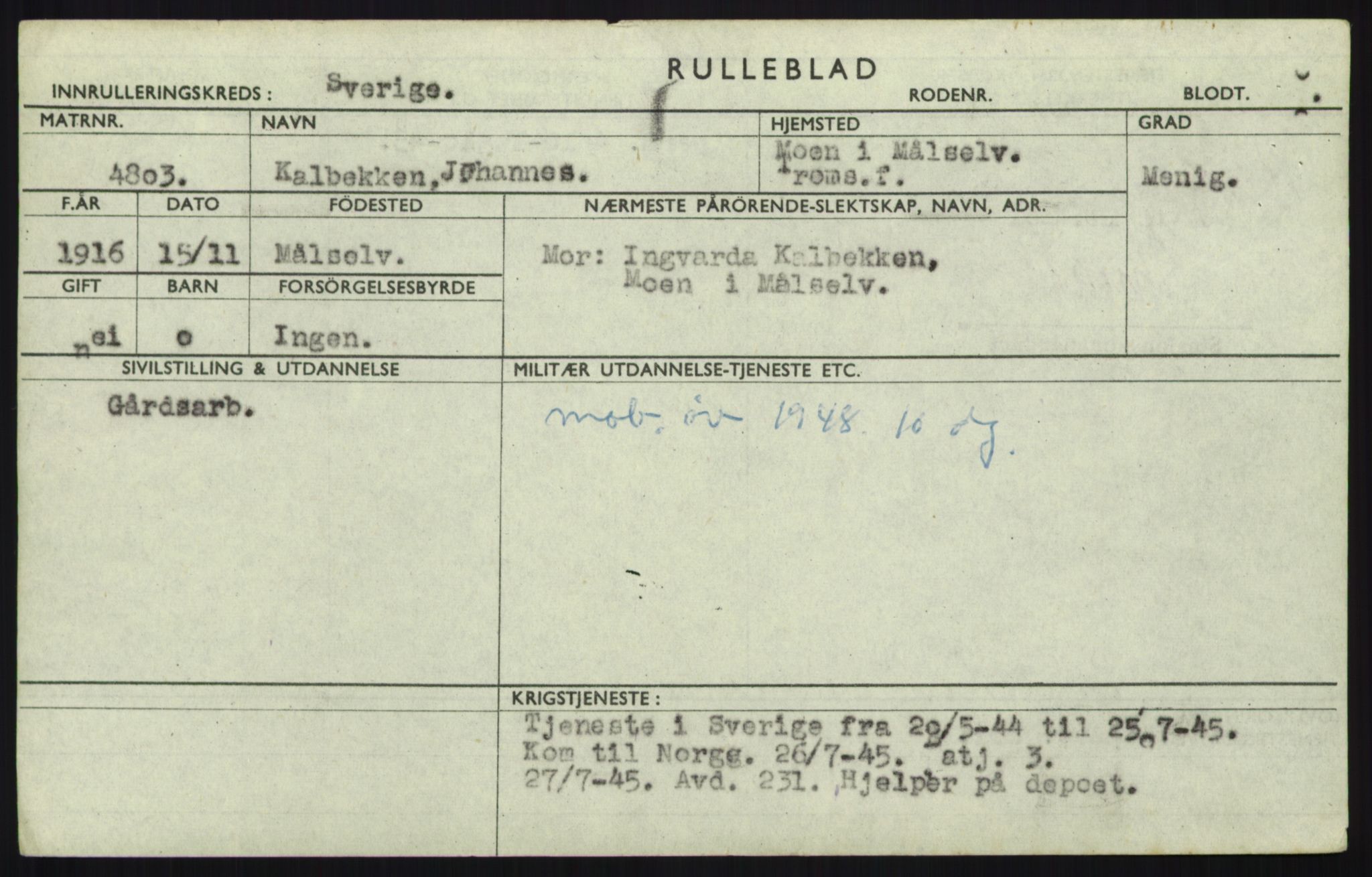 Forsvaret, Troms infanteriregiment nr. 16, AV/RA-RAFA-3146/P/Pa/L0021: Rulleblad for regimentets menige mannskaper, årsklasse 1937, 1937, p. 585