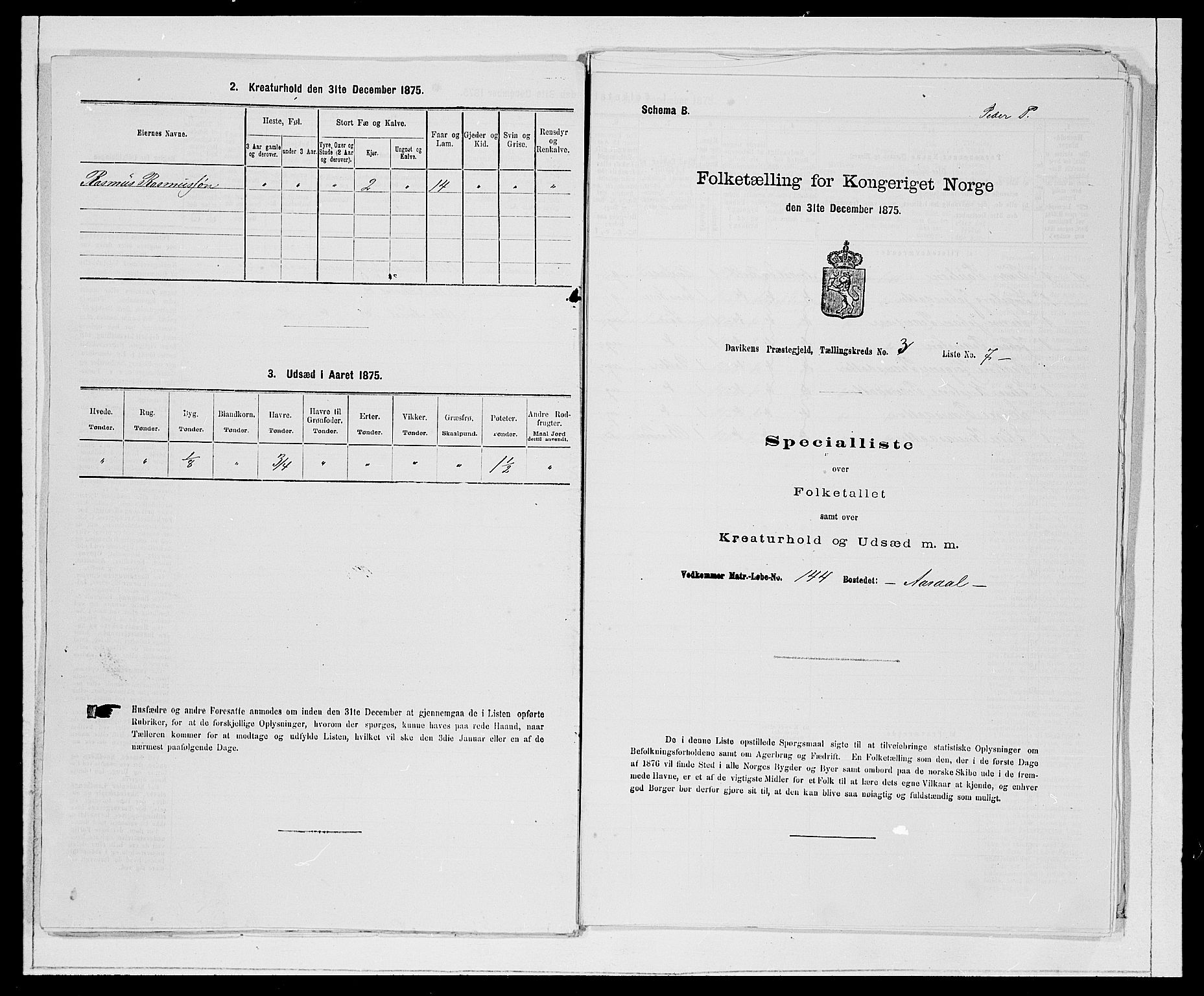 SAB, 1875 Census for 1442P Davik, 1875, p. 312