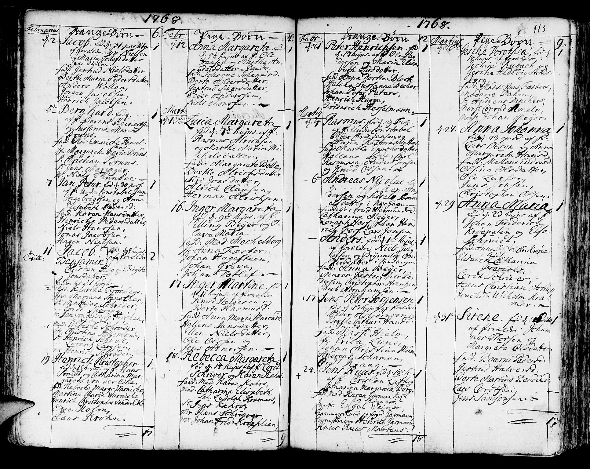 Korskirken sokneprestembete, SAB/A-76101/H/Haa/L0005: Parish register (official) no. A 5, 1751-1789, p. 113