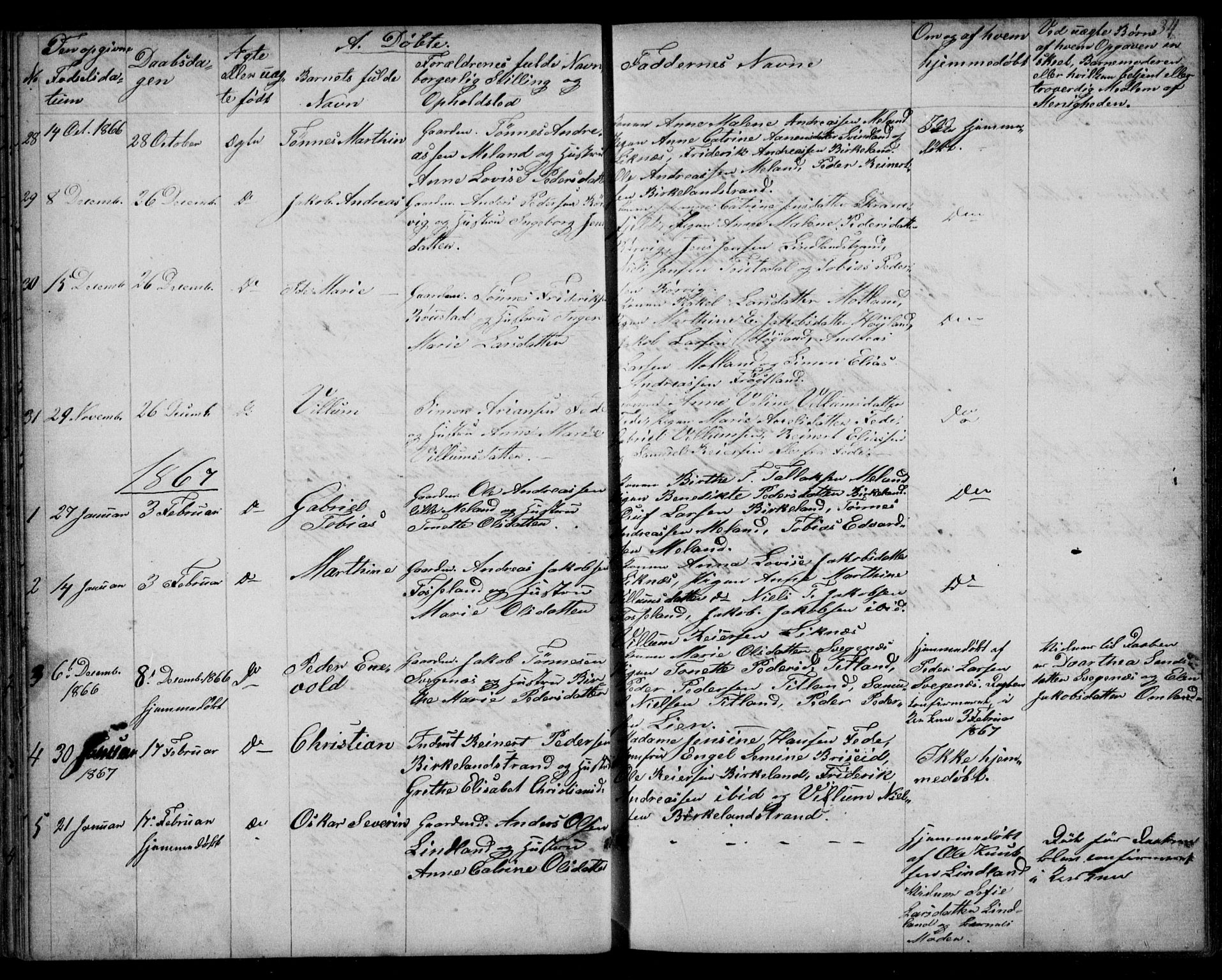 Kvinesdal sokneprestkontor, SAK/1111-0026/F/Fb/Fba/L0003: Parish register (copy) no. B 3, 1858-1893, p. 34