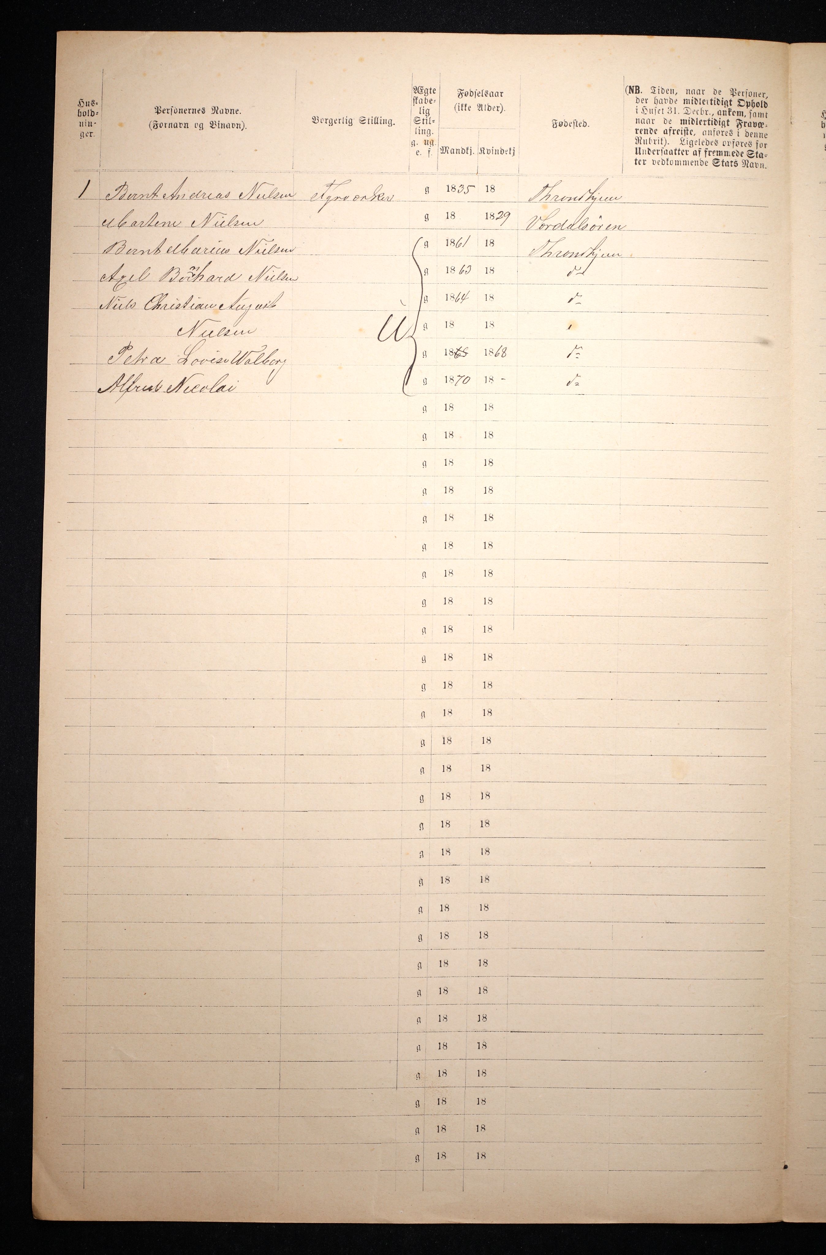 RA, 1871 census for 1601 Trondheim, 1870-1871, p. 2697