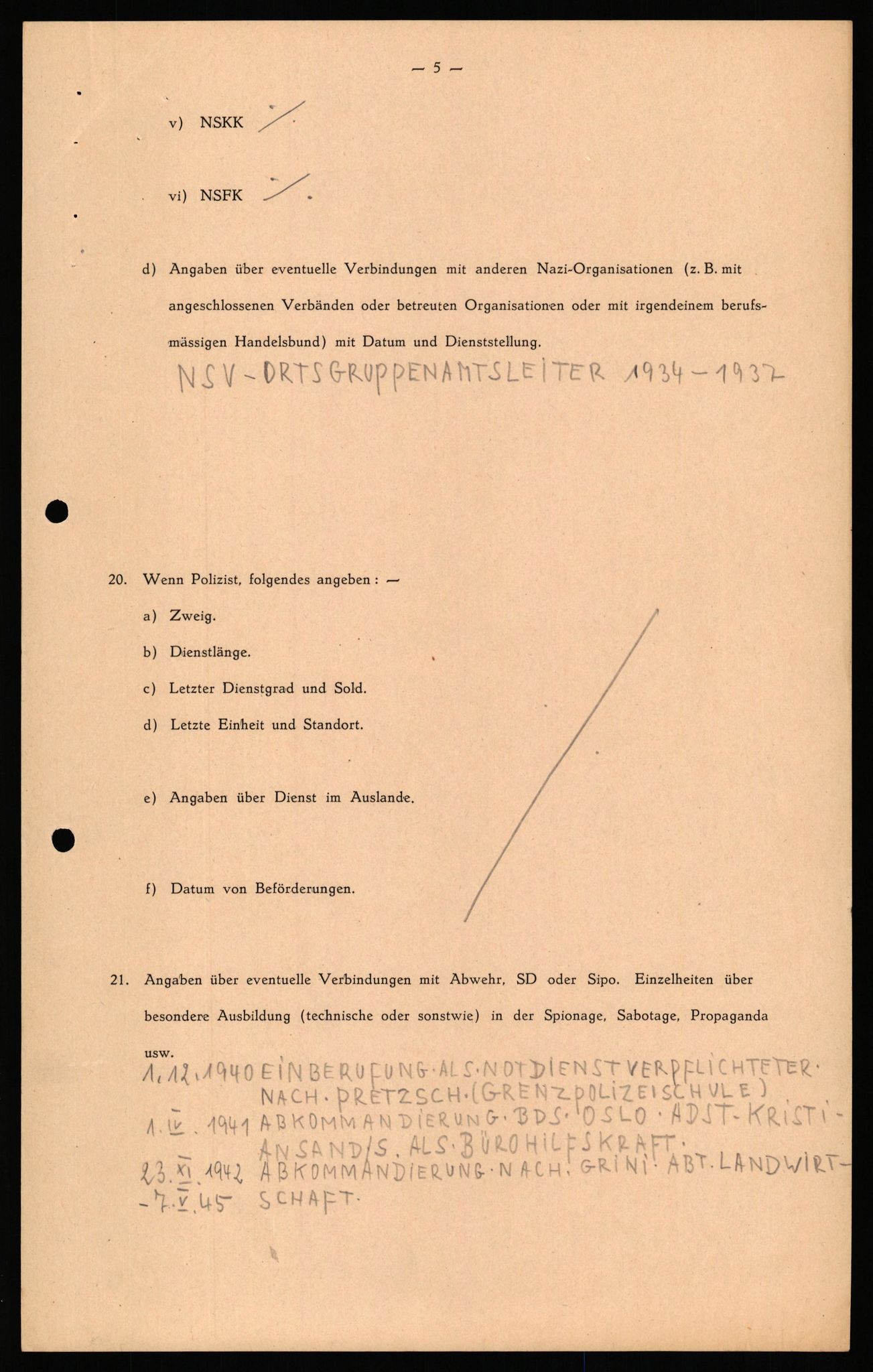 Forsvaret, Forsvarets overkommando II, AV/RA-RAFA-3915/D/Db/L0036: CI Questionaires. Tyske okkupasjonsstyrker i Norge. Tyskere., 1945-1946, p. 414