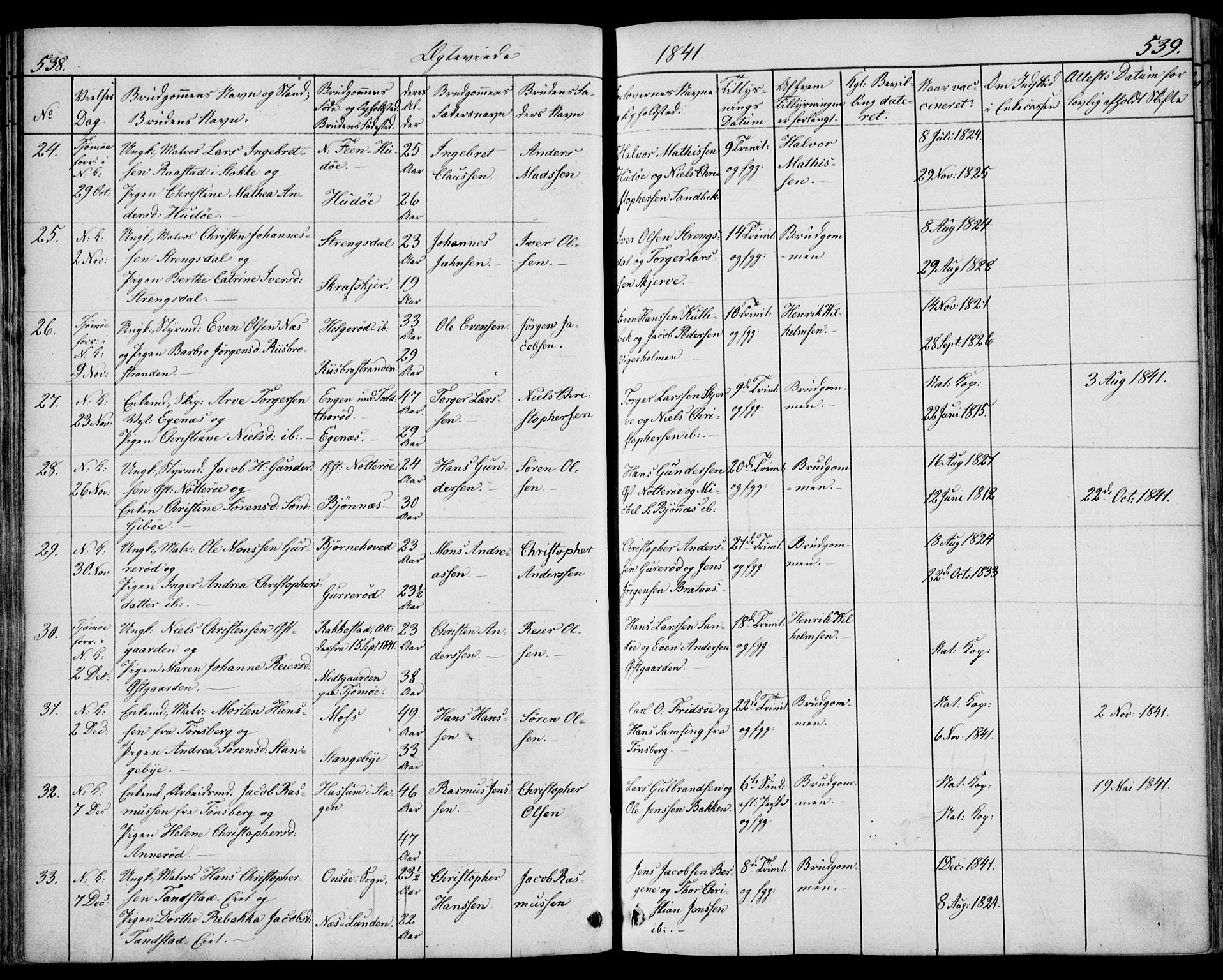 Nøtterøy kirkebøker, SAKO/A-354/F/Fa/L0005: Parish register (official) no. I 5, 1839-1852, p. 538-539