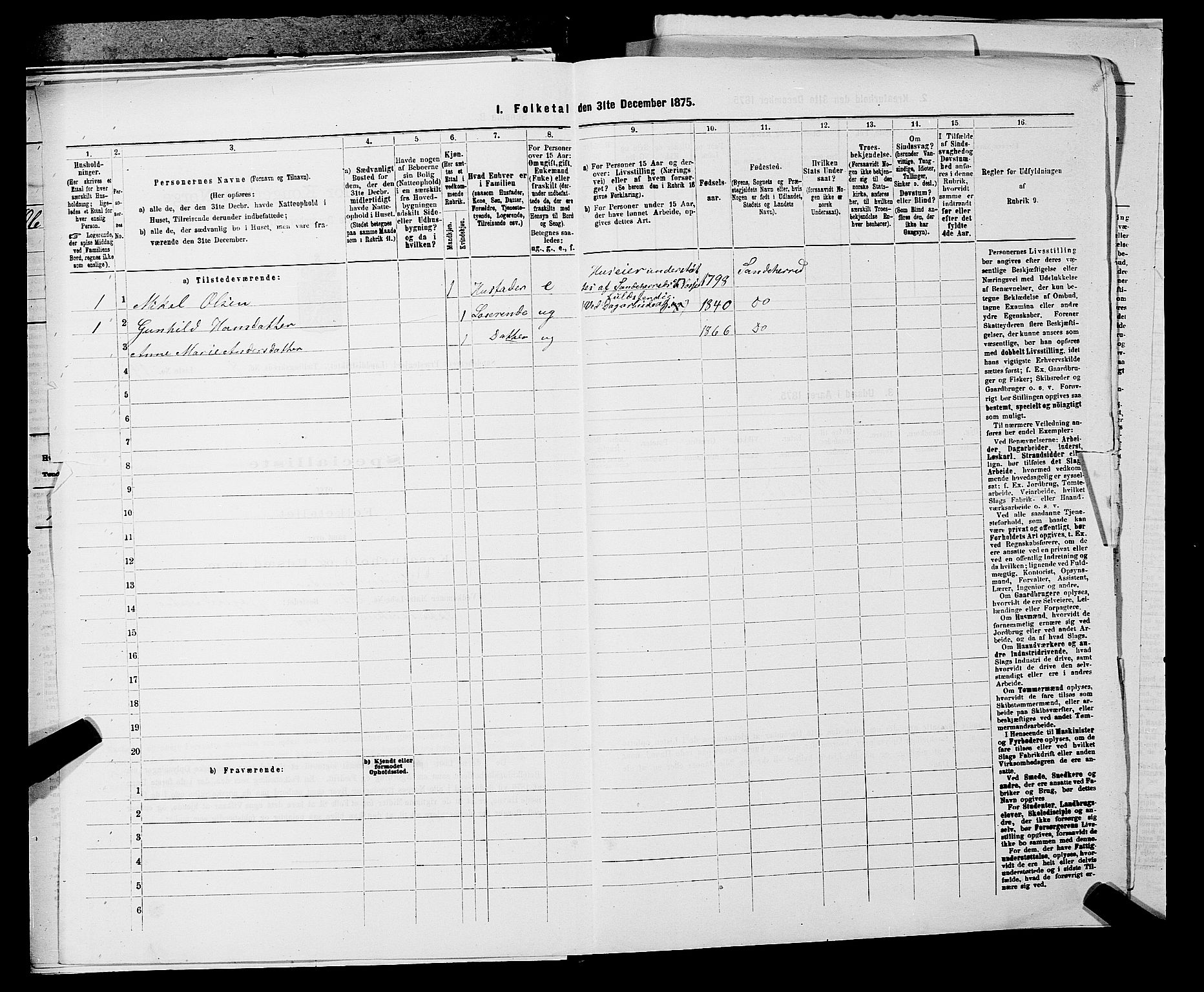 SAKO, 1875 census for 0724L Sandeherred/Sandeherred, 1875, p. 2091