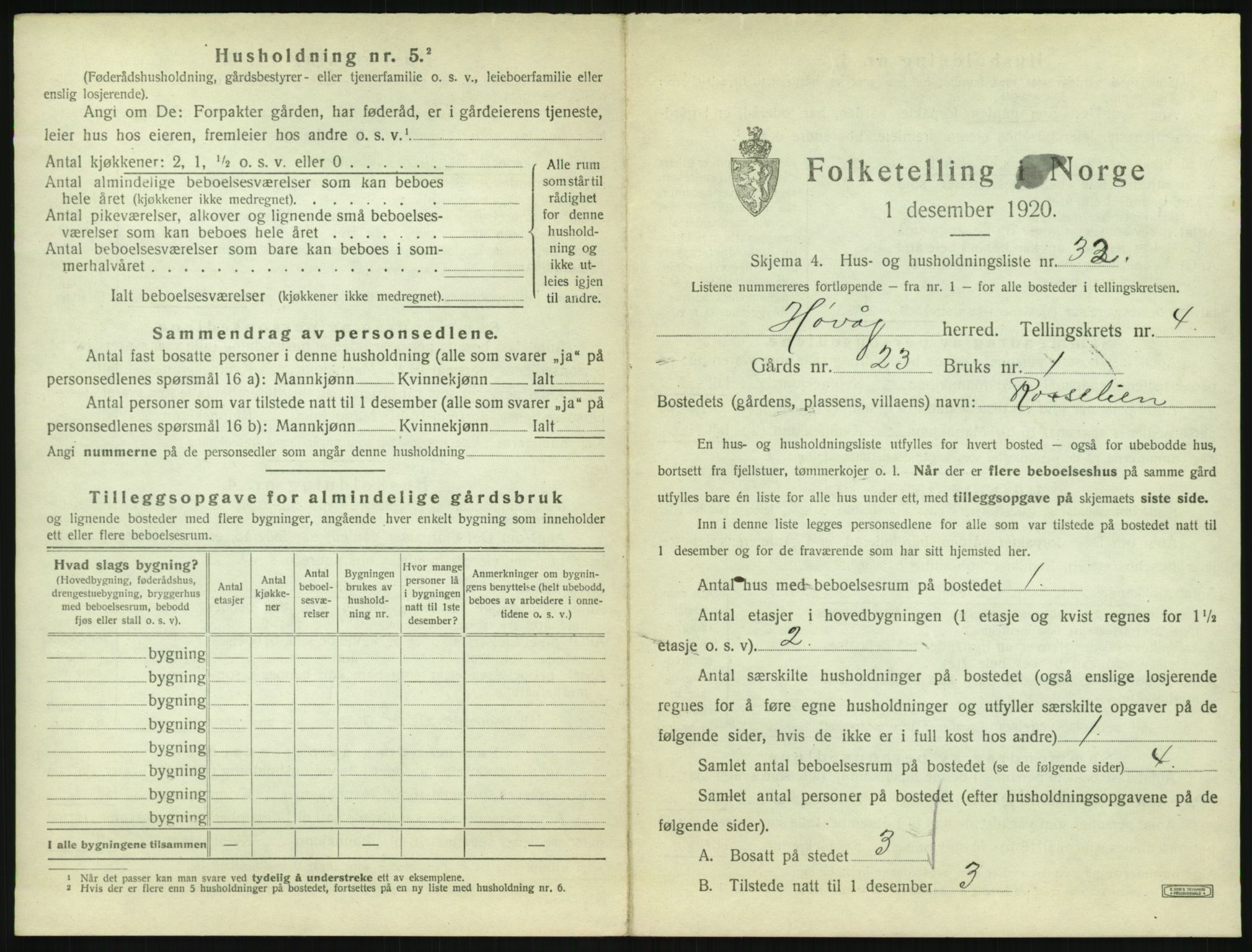 SAK, 1920 census for Høvåg, 1920, p. 380