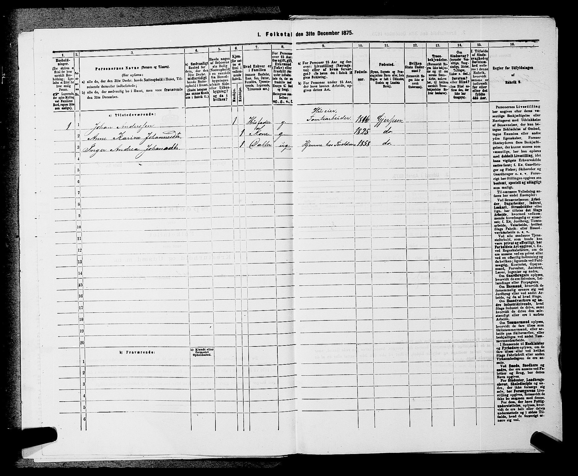 SAKO, 1875 census for 0812P Gjerpen, 1875, p. 593