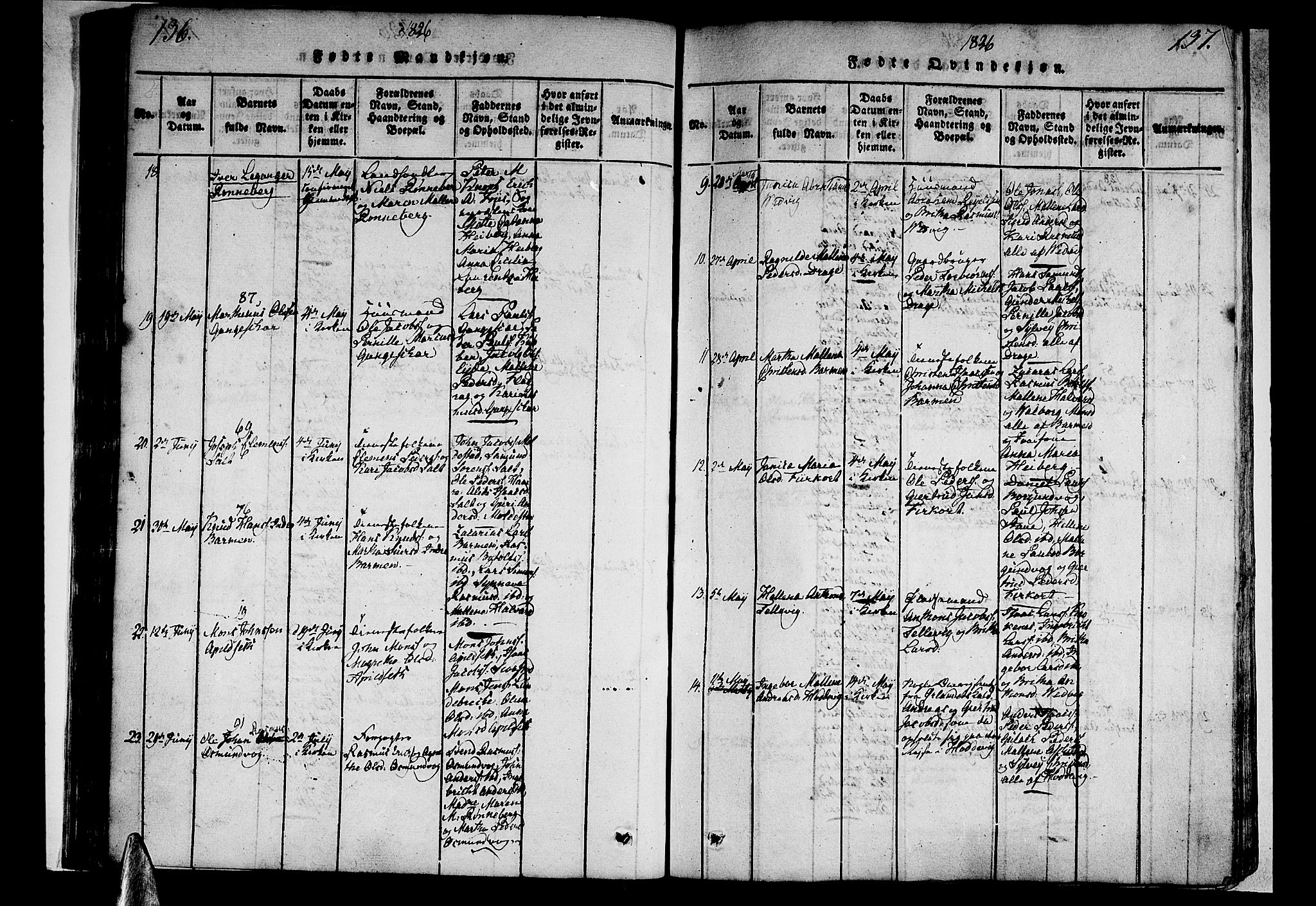 Selje sokneprestembete, AV/SAB-A-99938/H/Ha/Haa/Haaa: Parish register (official) no. A 8, 1816-1828, p. 136-137