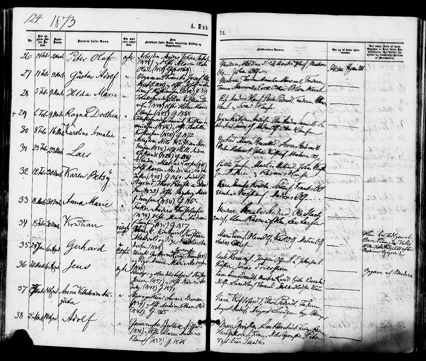 Tønsberg kirkebøker, AV/SAKO-A-330/F/Fa/L0009: Parish register (official) no. I 9, 1865-1873, p. 124