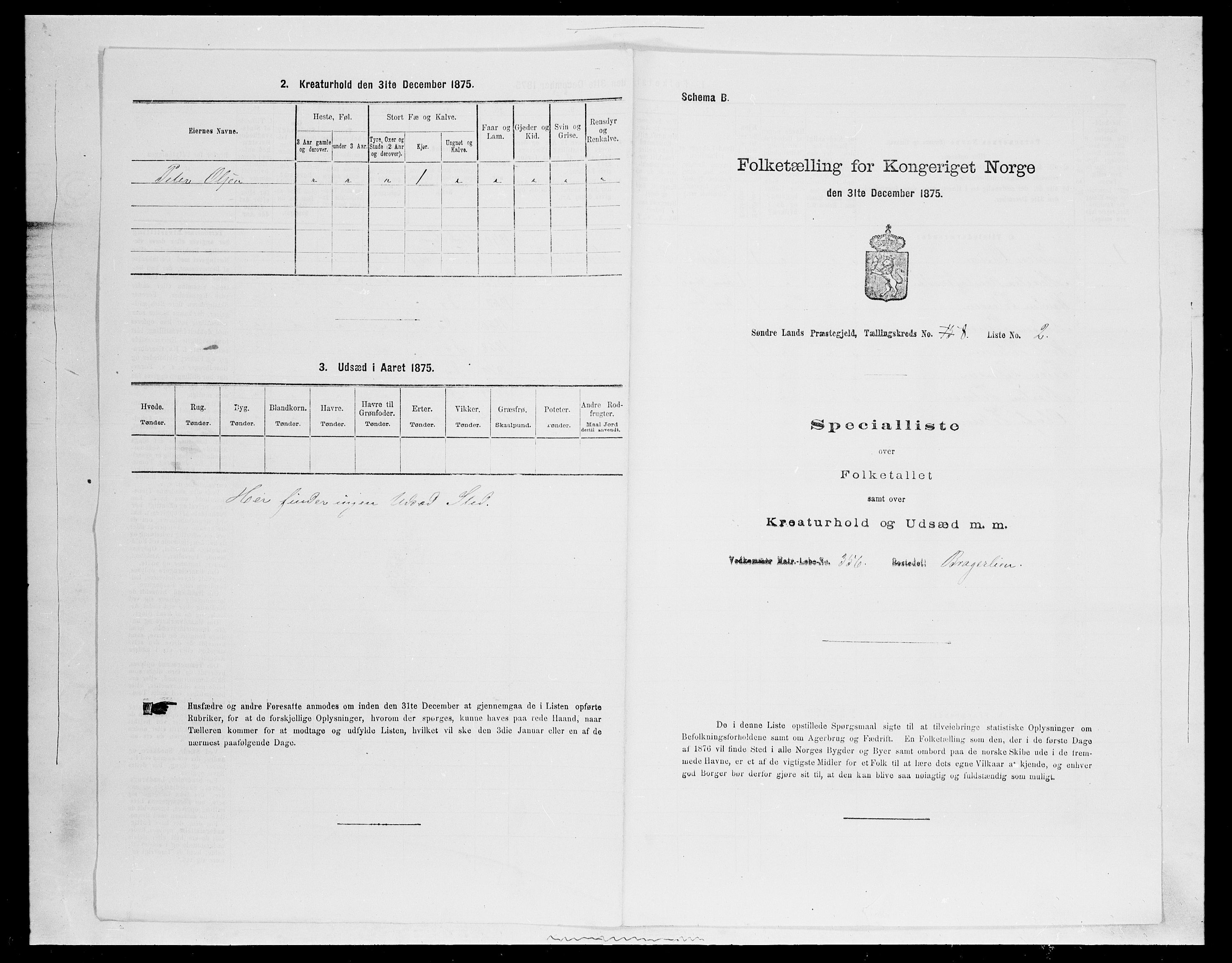 SAH, 1875 census for 0536P Søndre Land, 1875, p. 1201