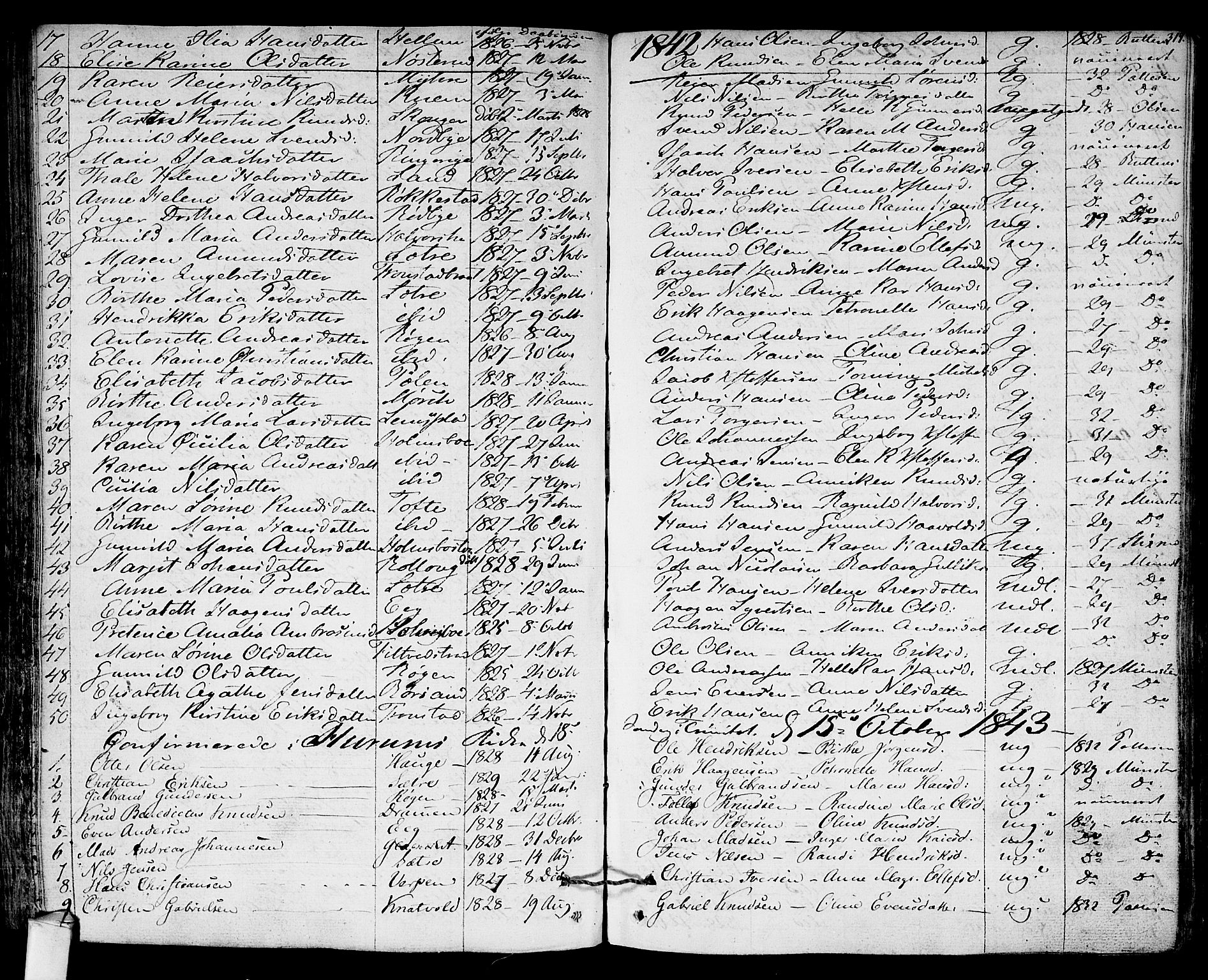 Hurum kirkebøker, SAKO/A-229/F/Fa/L0010: Parish register (official) no. 10, 1827-1846, p. 319