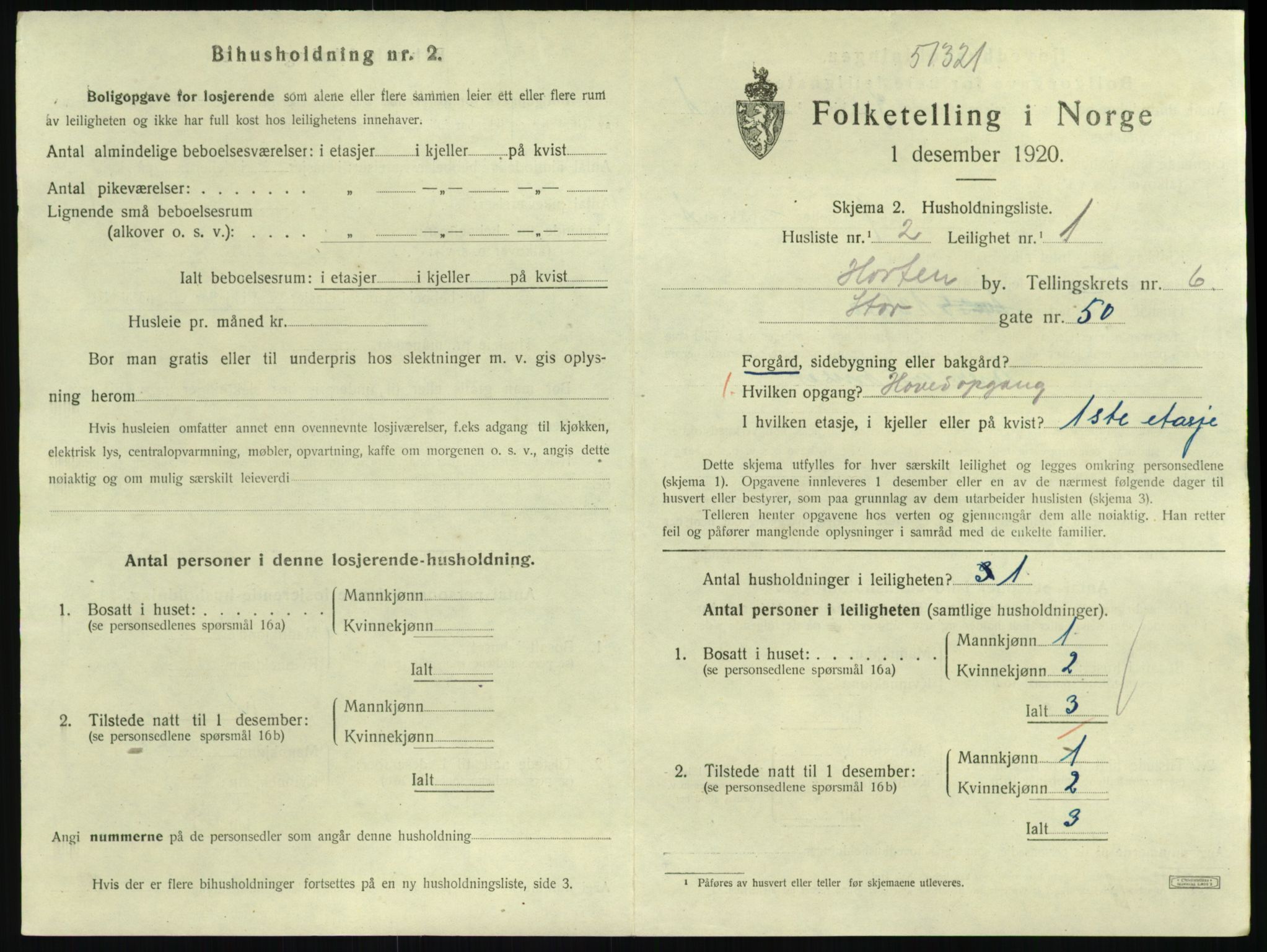 SAKO, 1920 census for Horten, 1920, p. 6311