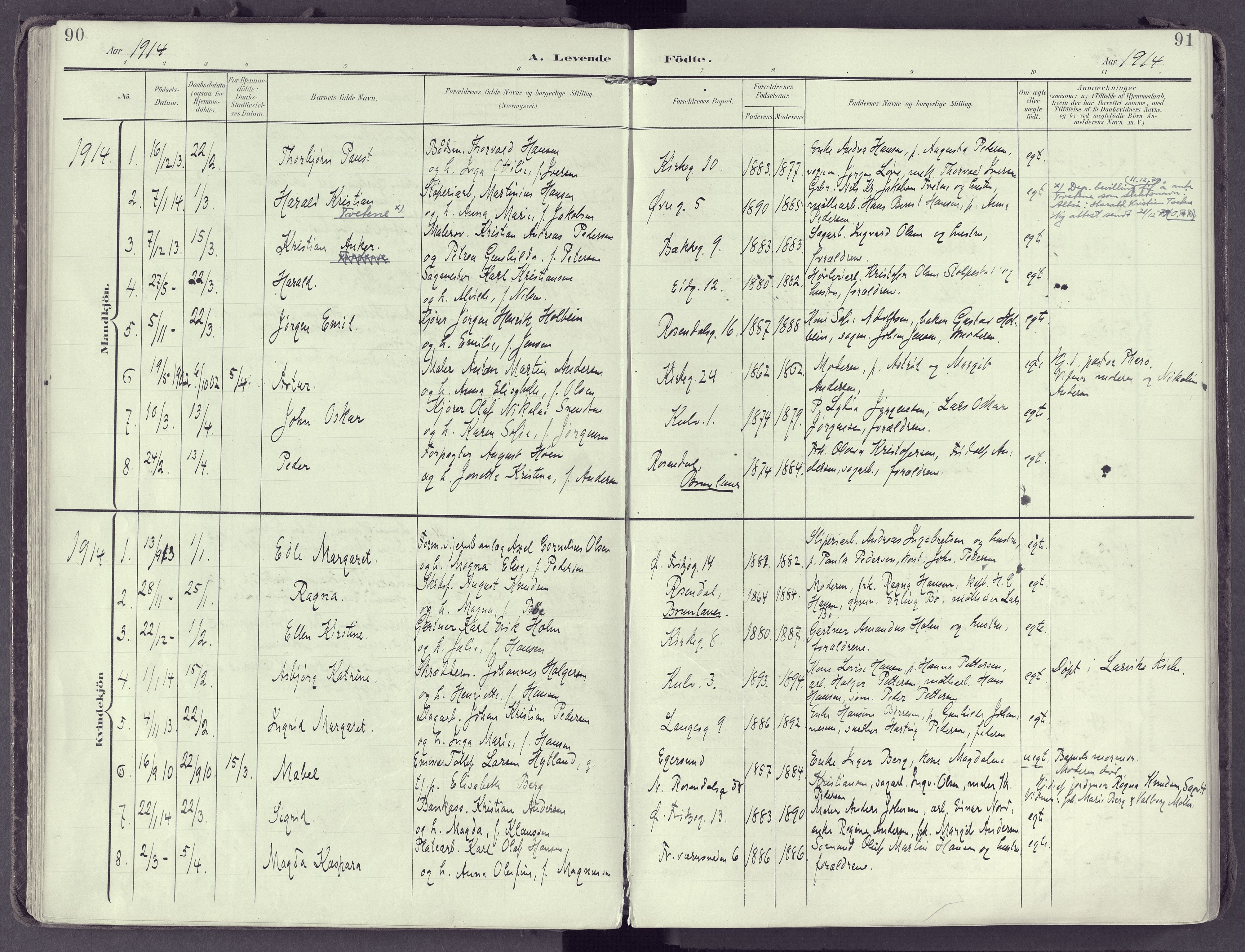 Larvik kirkebøker, SAKO/A-352/F/Fb/L0005: Parish register (official) no. II 5, 1903-1925, p. 90-91