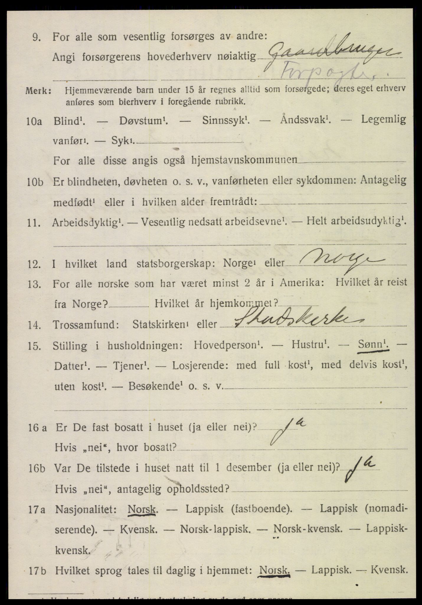 SAT, 1920 census for Nordvik, 1920, p. 2223