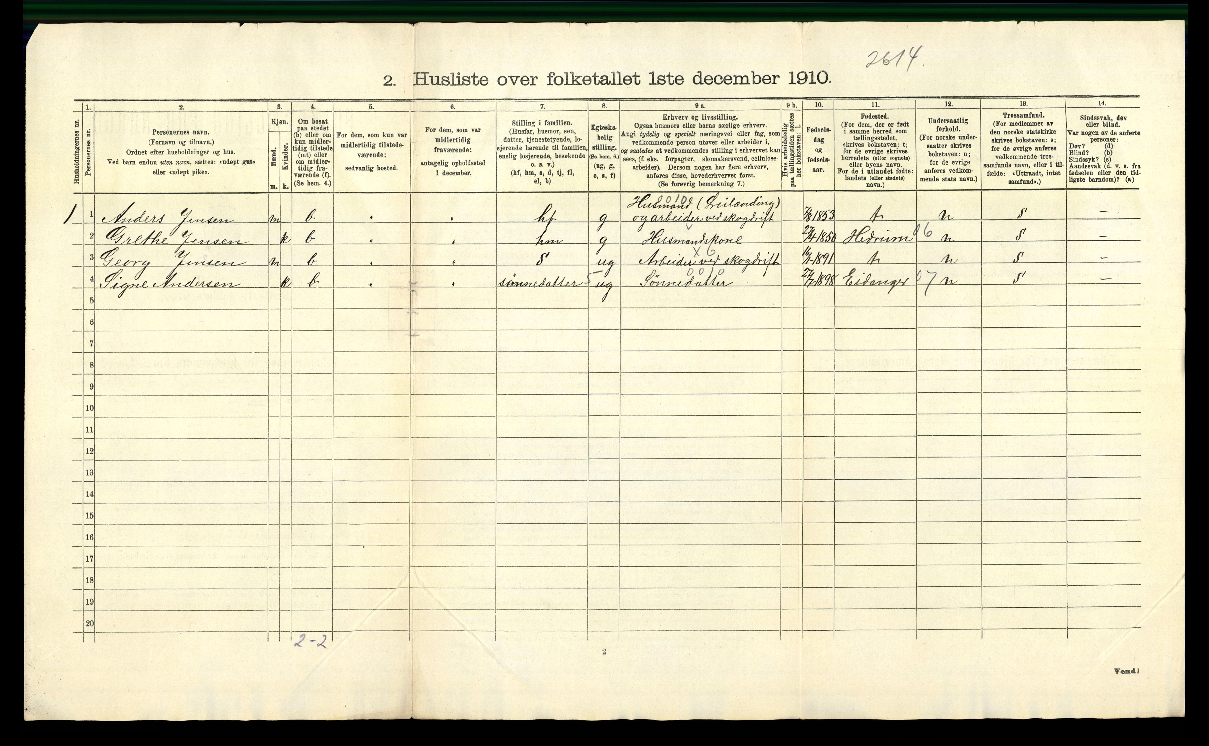 RA, 1910 census for Brunlanes, 1910, p. 1650