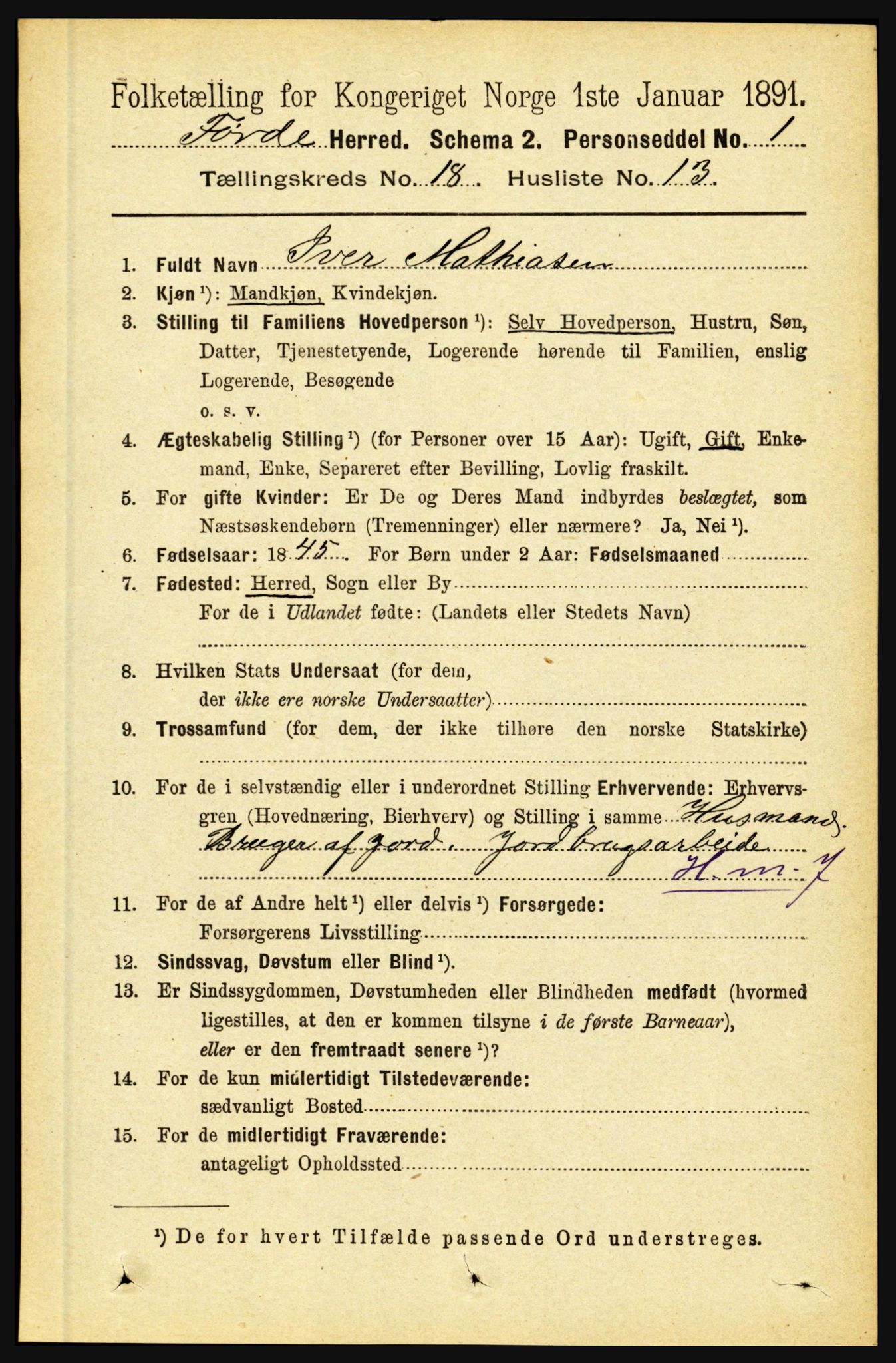 RA, 1891 census for 1432 Førde, 1891, p. 6451