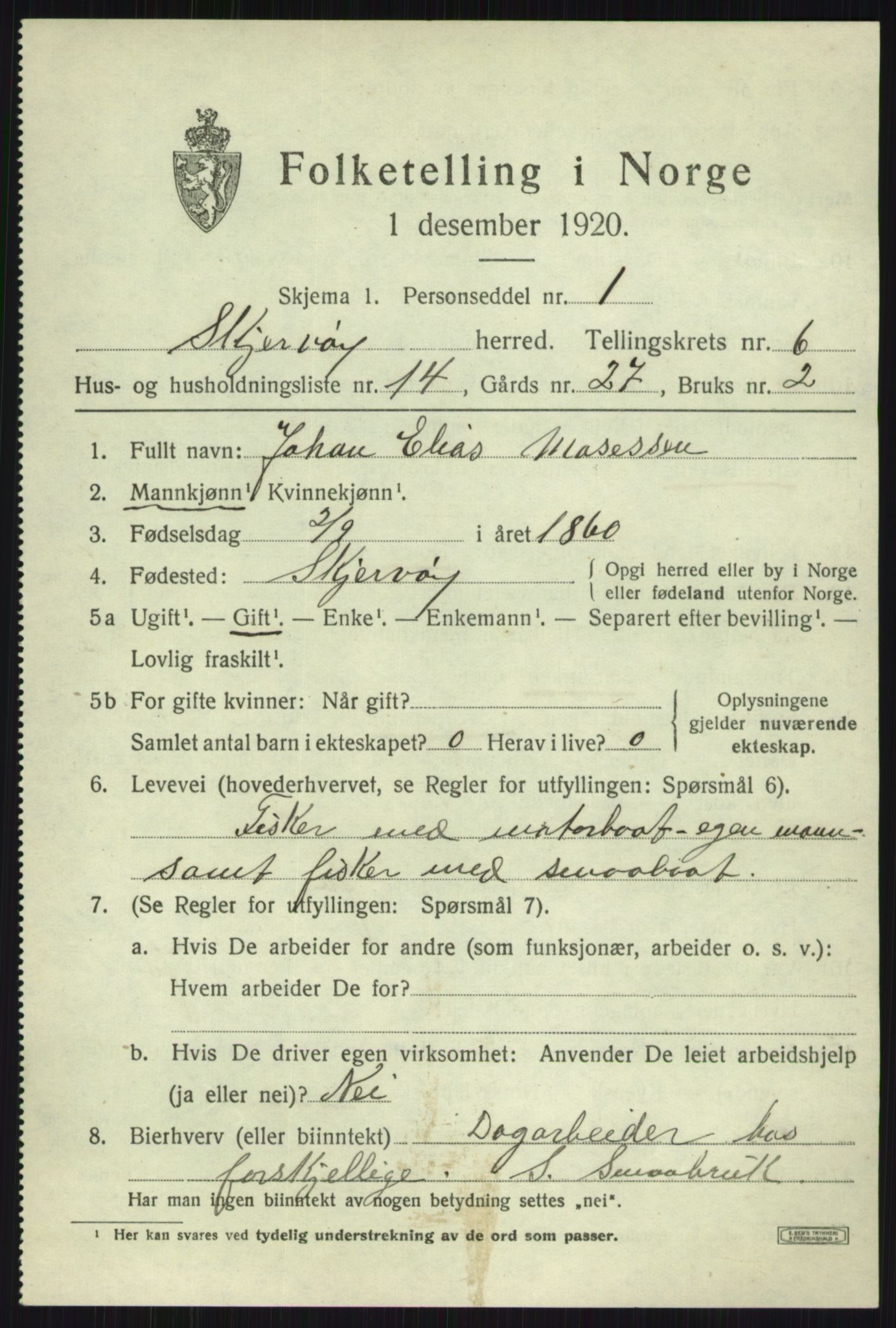 SATØ, 1920 census for Skjervøy, 1920, p. 3691